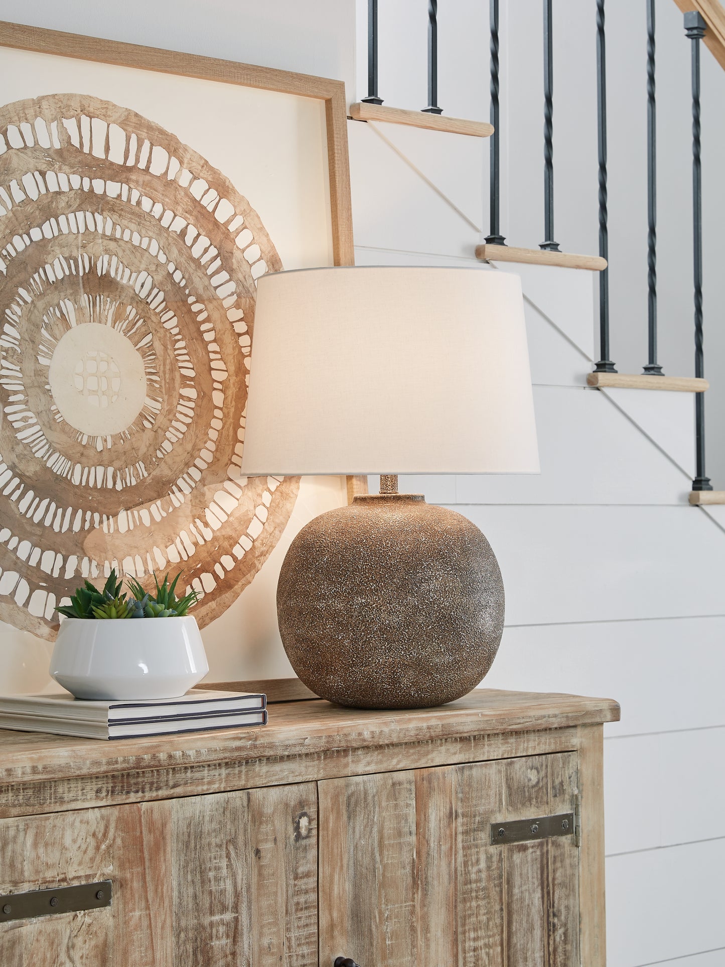The Furniture Outlets - Ashley Furniture - Neavesboro Lighting - 2-Piece Lamp Set / Antique Brown/White - L207484X2
