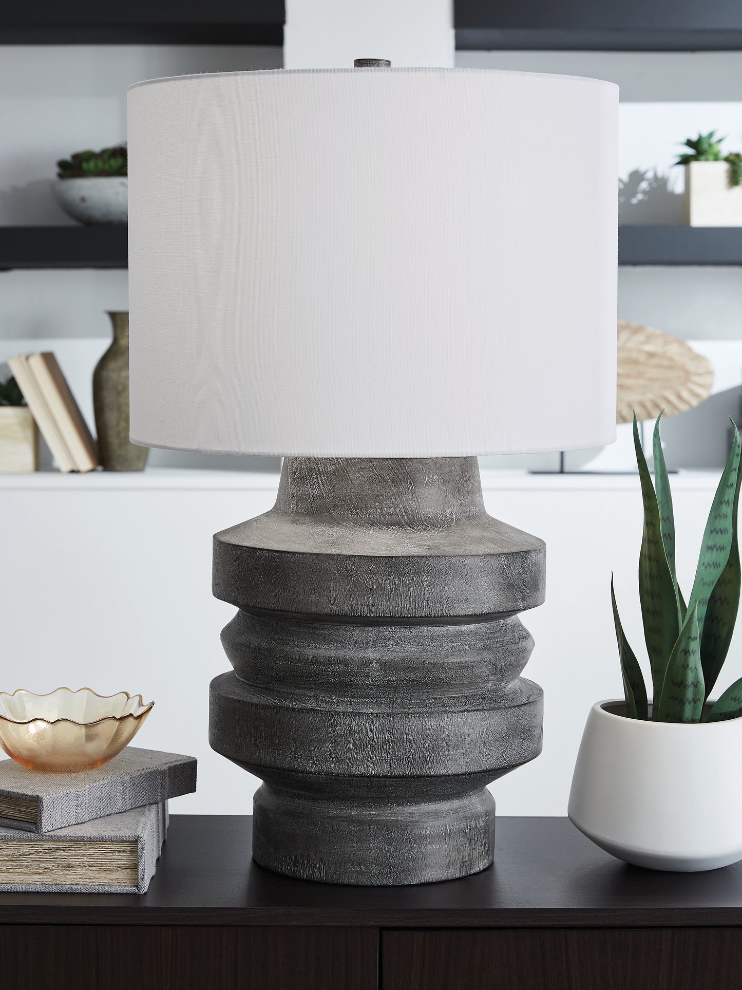 The Furniture Outlets - Ashley Furniture - Wahida Lighting - Poly Table Lamp (1/CN) / Distressed Black - L235914