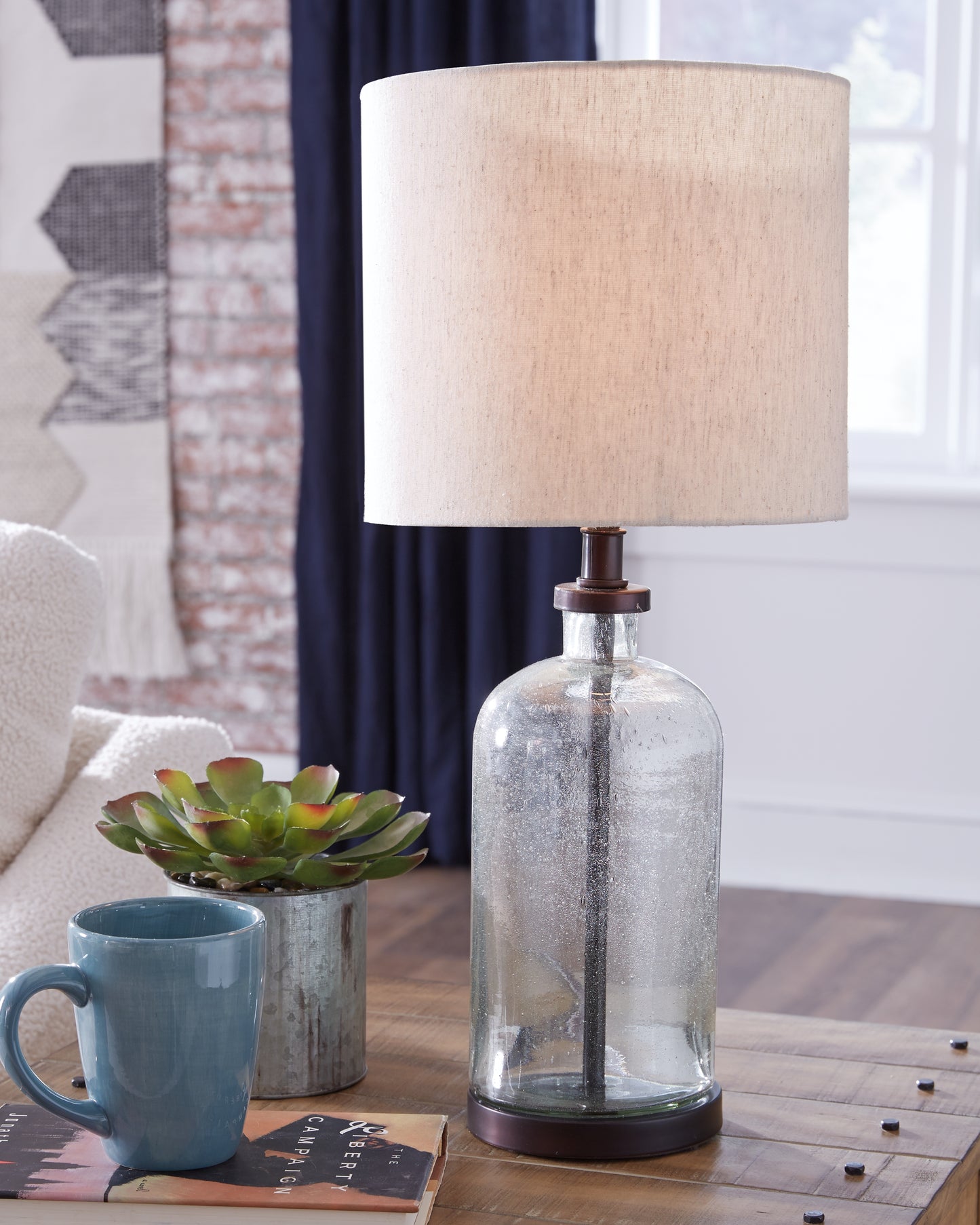 The Furniture Outlets - Ashley Furniture - Bandile Lighting - Table Lamp (Set of 2) / Clear/Bronze Finish - L430674X2