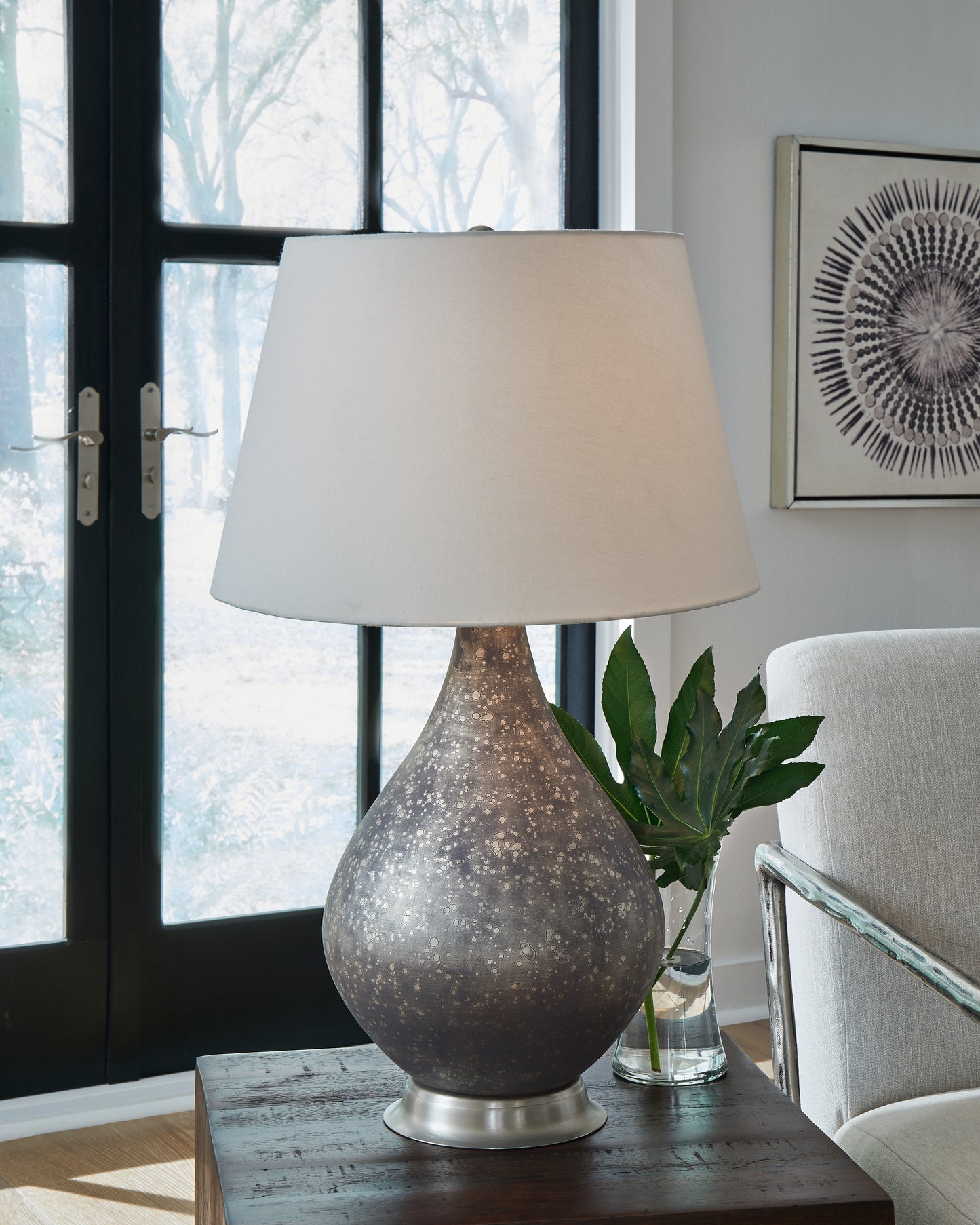 The Furniture Outlets - Ashley Furniture - Bluacy Lighting - Glass Table Lamp (1/CN) / Antique Gray - L430834