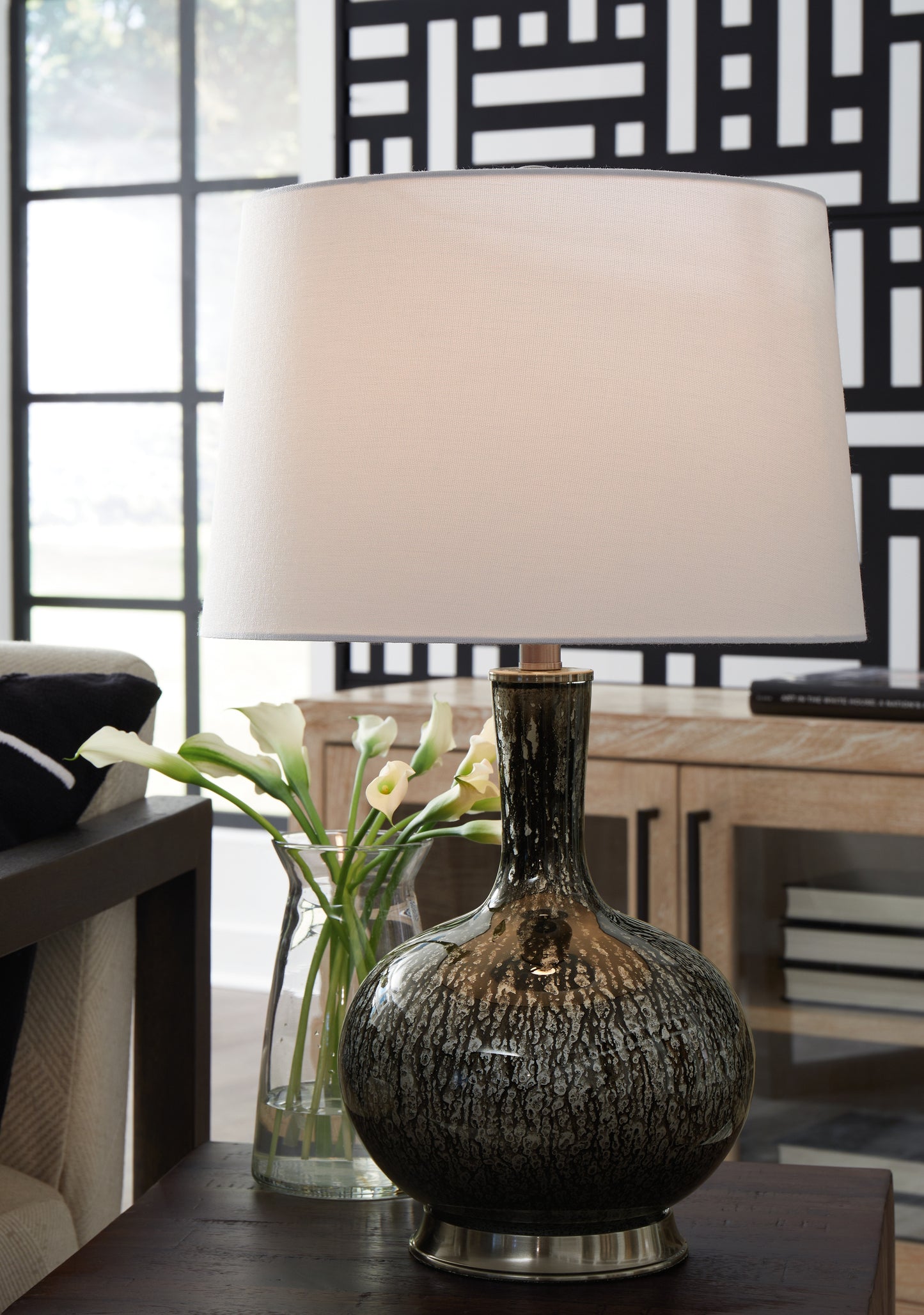 The Furniture Outlets - Ashley Furniture - Tenslow Lighting - Glass Table Lamp (1/CN) / Antique Black - L430844