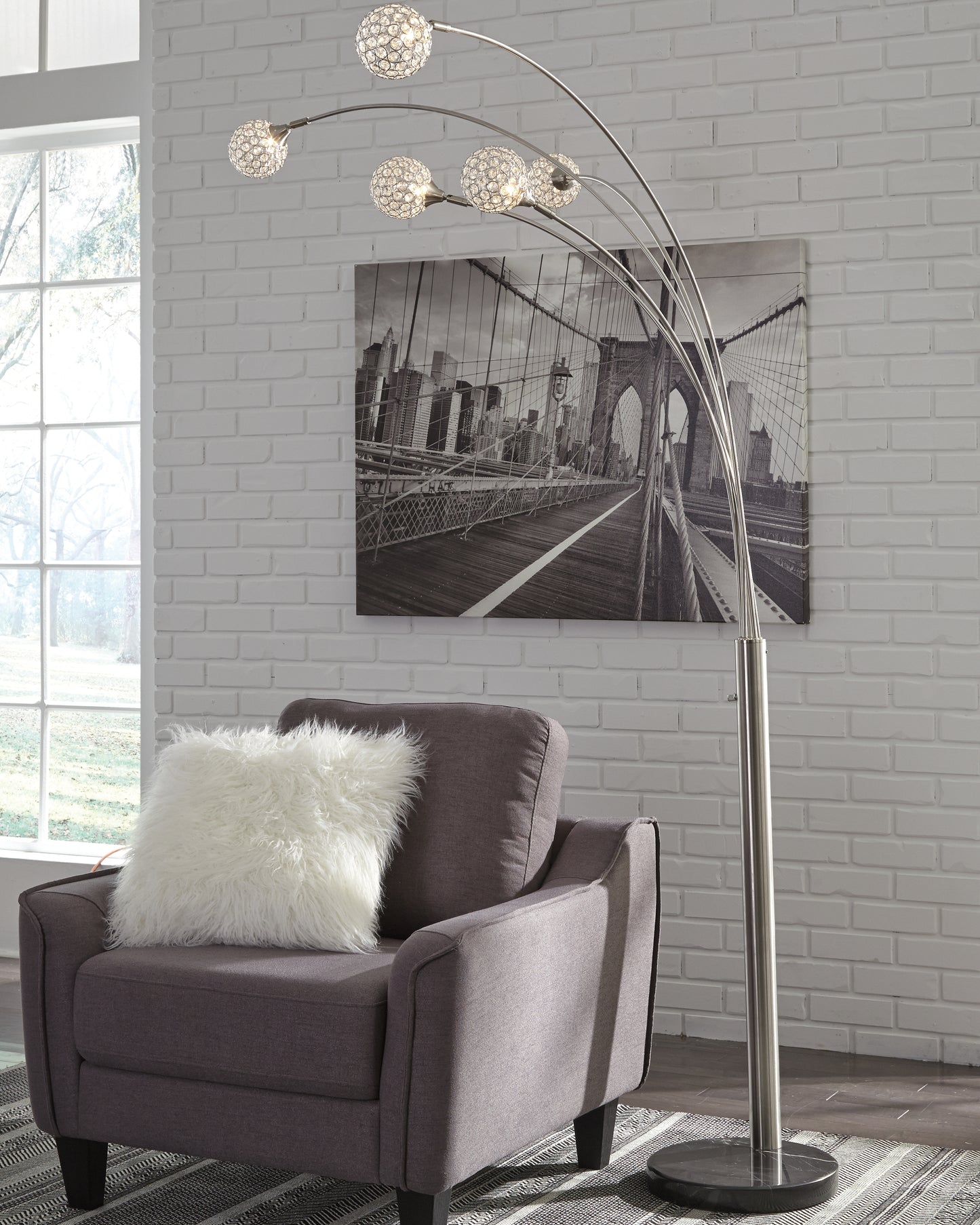The Furniture Outlets - Ashley Furniture - Winter Lighting - Metal Arc Lamp (1/CN) / Silver Finish - L725089