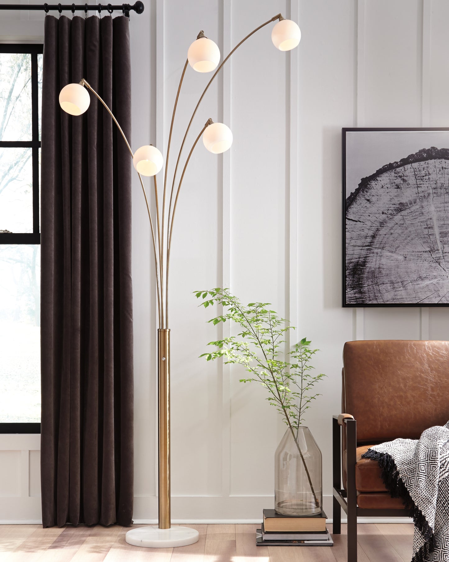 The Furniture Outlets - Ashley Furniture - Taliya Lighting - Metal Arc Lamp (1/CN) / Champagne/White - L725119
