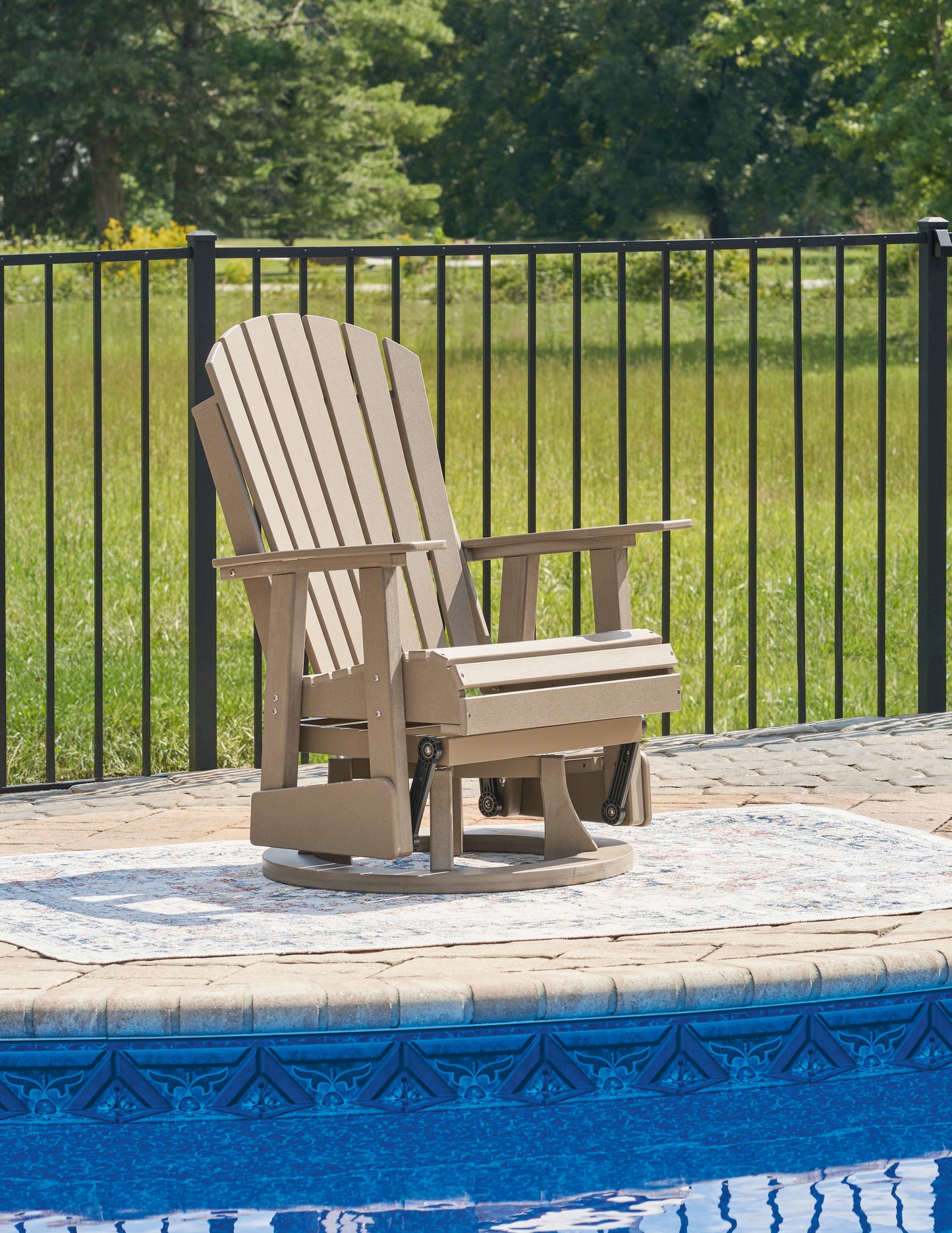 The Furniture Outlets - Ashley Furniture - Hyland wave Outdoor - Swivel Glider Chair / Driftwood - P114-820