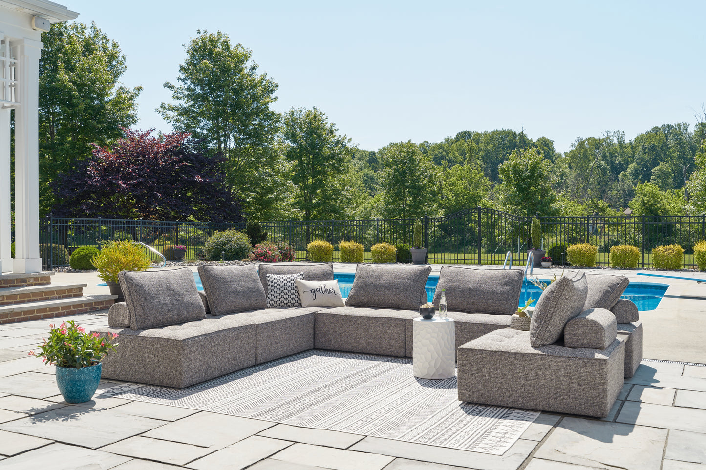 The Furniture Outlets - Ashley Furniture - Bree Zee Outdoor - 8-Piece Outdoor Sectional / Brown - P160P6