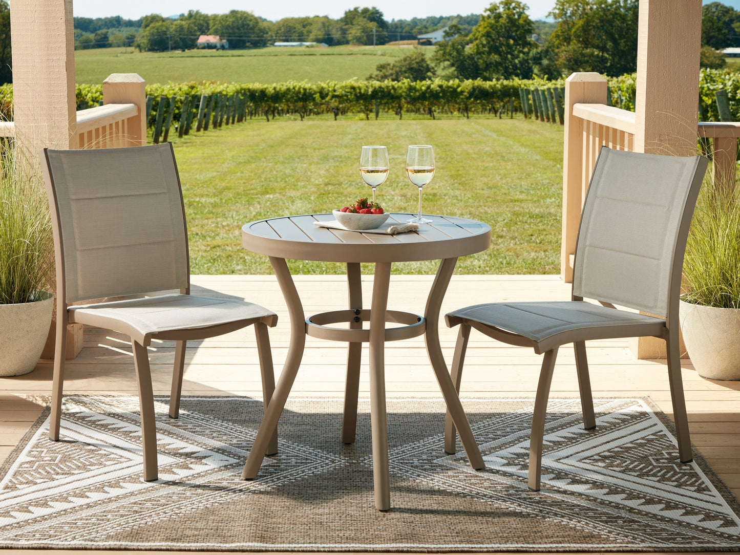 The Furniture Outlets - Ashley Furniture - Mission Beach Outdoor - Chairs w/Table Set (3/CN) / Beige - PCP200-050