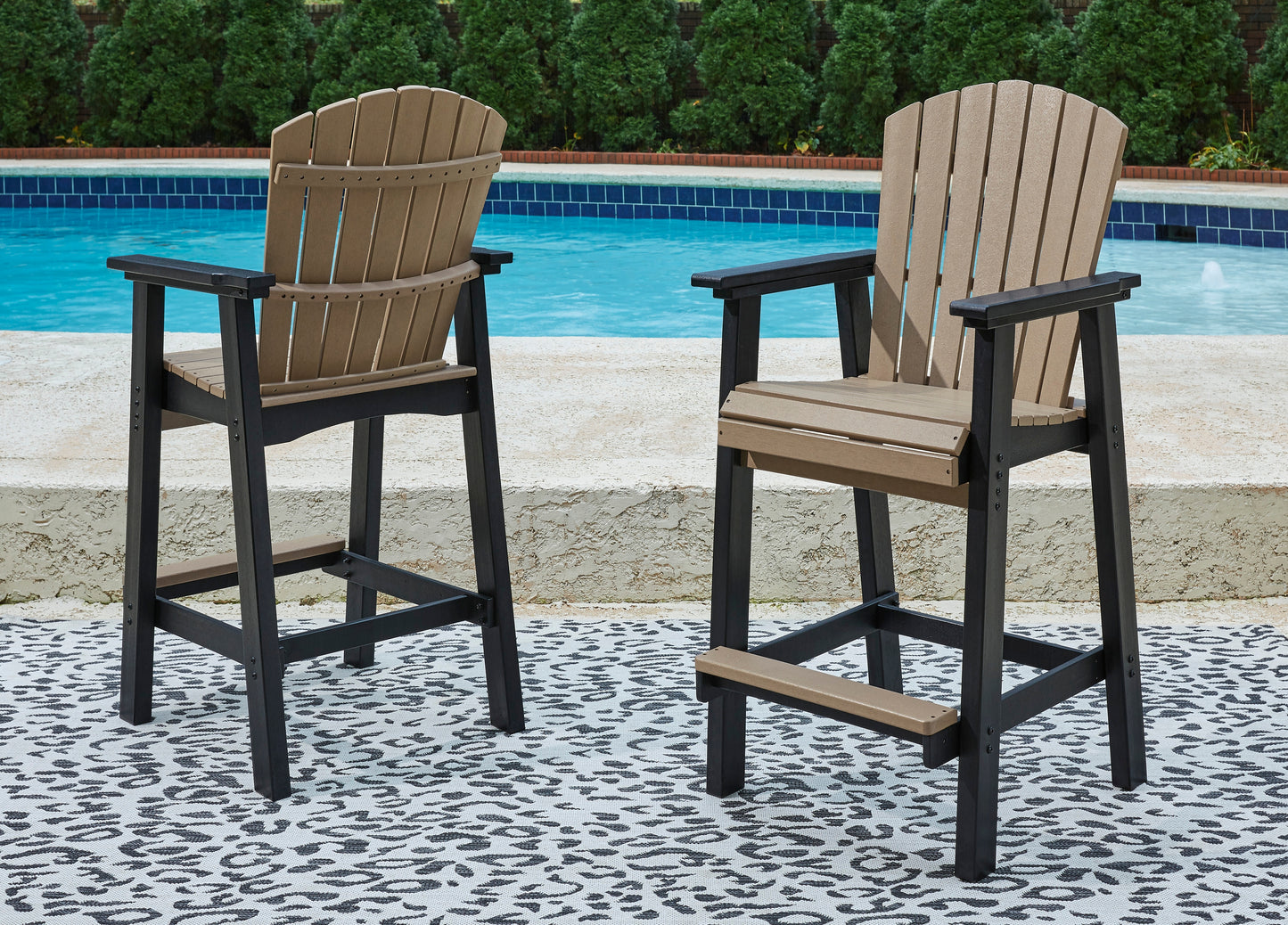 The Furniture Outlets - Ashley Furniture - Fairen Trail Outdoor - Tall Barstool (Set of 2) / Black/Driftwood - P211-130