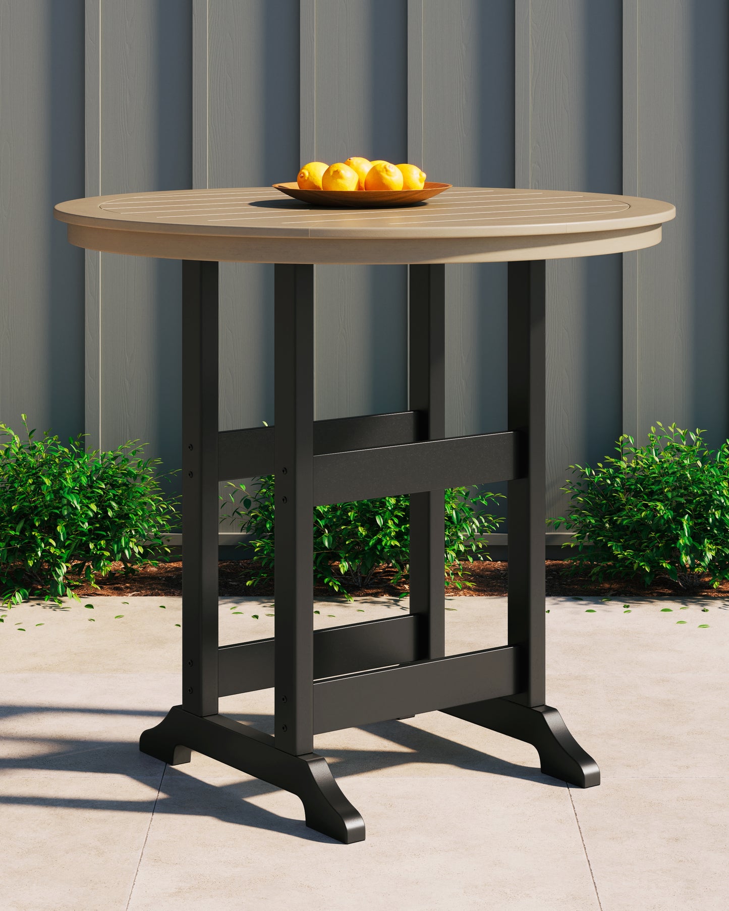 The Furniture Outlets - Ashley Furniture - Fairen Trail Outdoor - Square Counter TBL w/UMB OPT / Black/Driftwood - P211-632