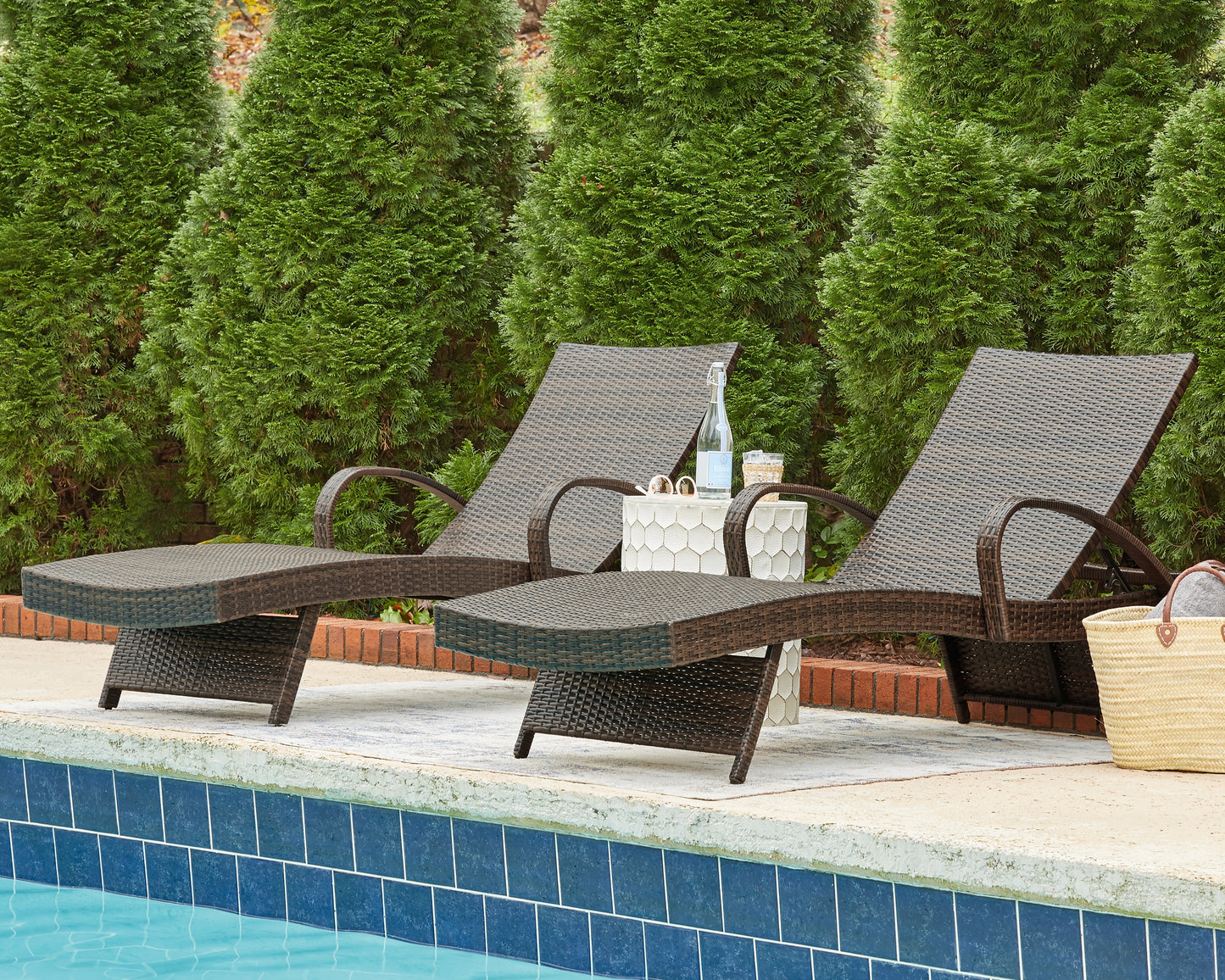 The Furniture Outlets - Ashley Furniture - Kantana Outdoor - Chaise Lounge (Set of 2) / Brown - P283-815