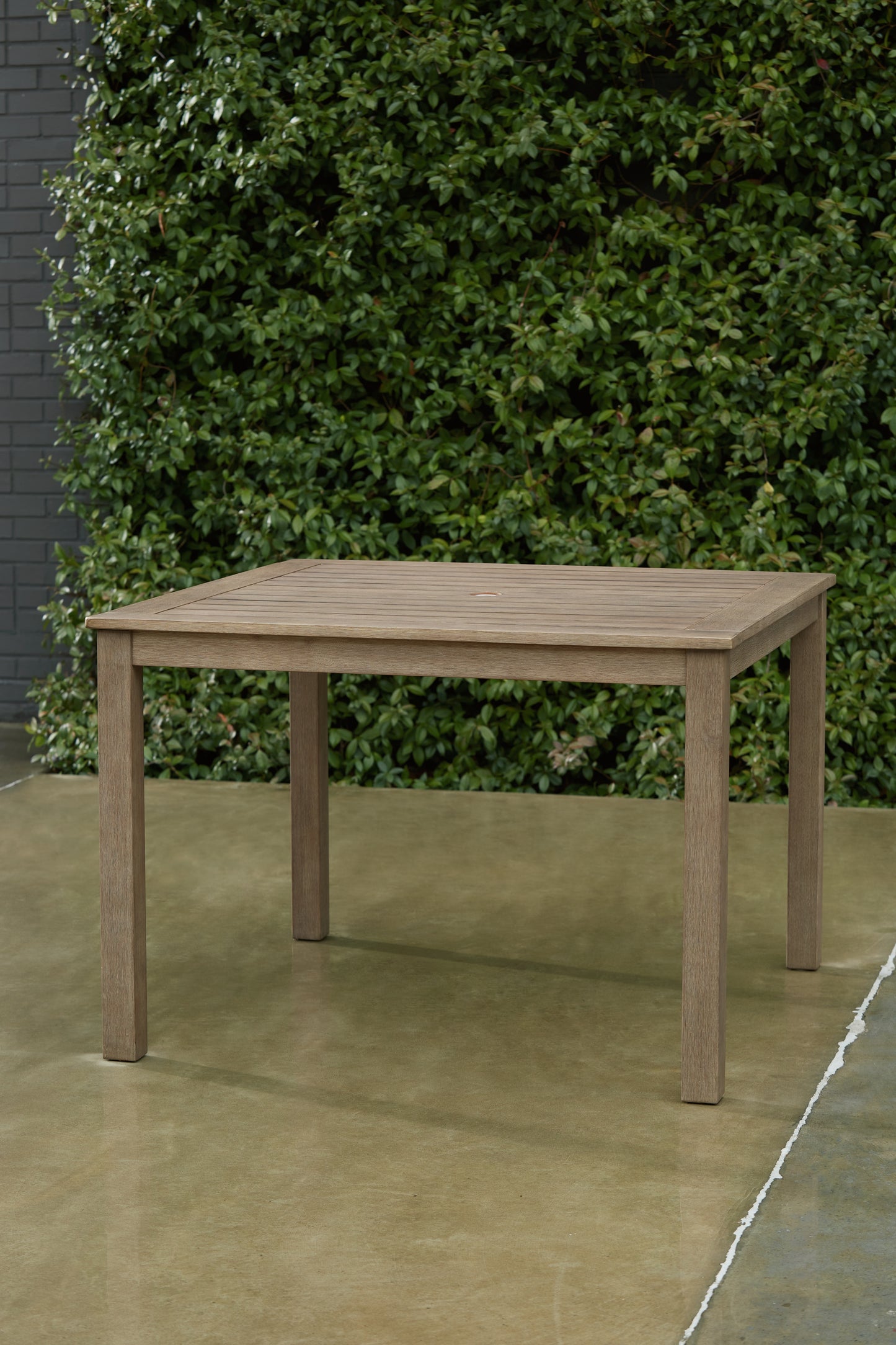 The Furniture Outlets - Ashley Furniture - Aria Plains Outdoor - Square Dining Table w/UMB OPT / Brown - P359-615