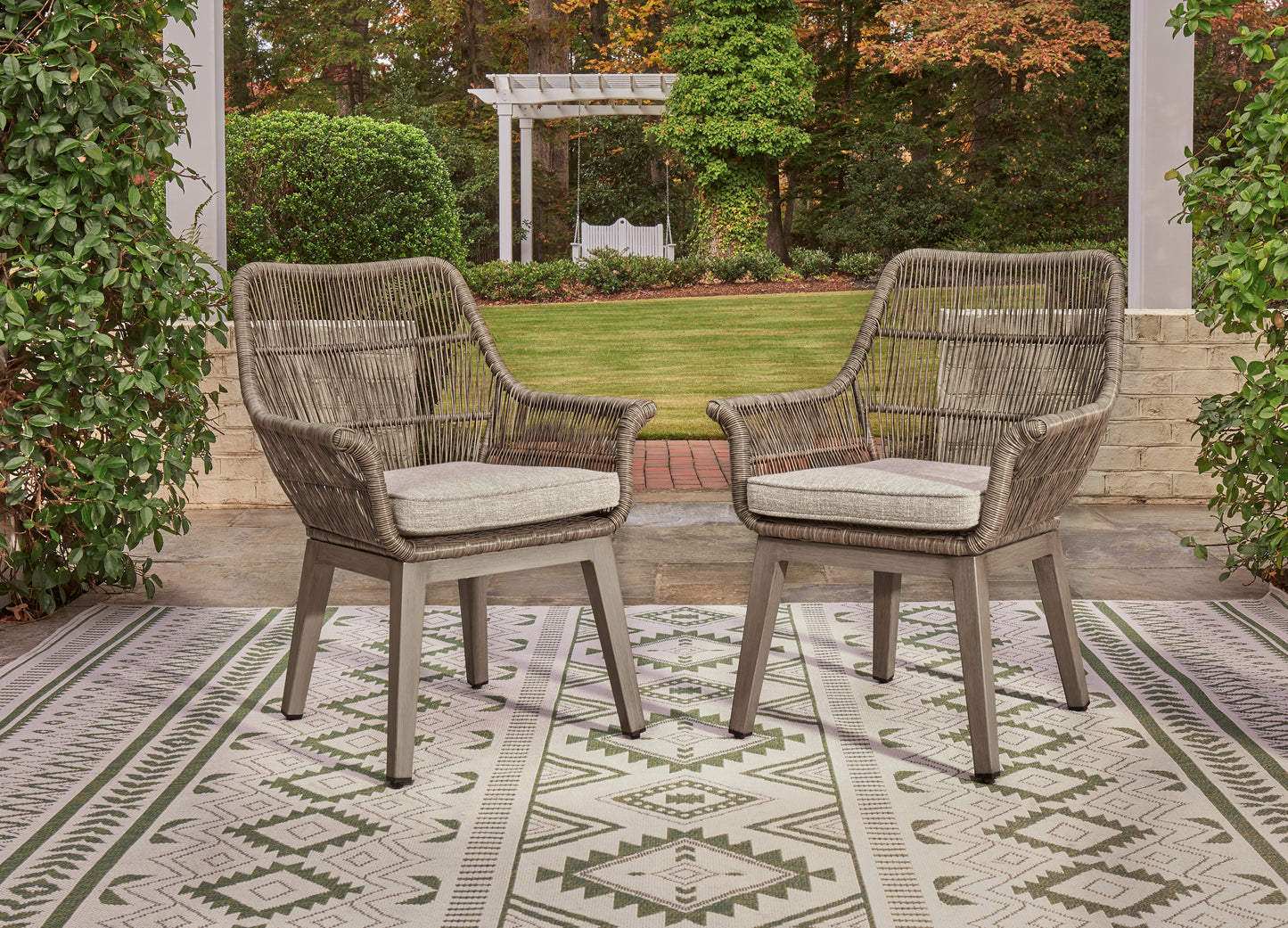 The Furniture Outlets - Ashley Furniture - Beach Front Outdoor - Arm Chair With Cushion (Set of 2) / Beige - P399-601A