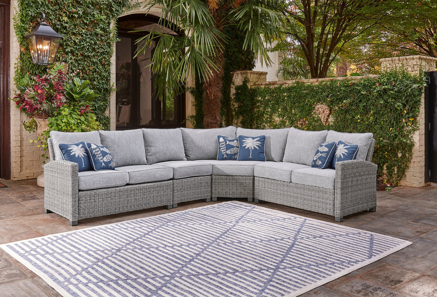 The Furniture Outlets - Ashley Furniture - Naples Beach Outdoor - 4-Piece Outdoor Sectional / Light Gray - P439P2