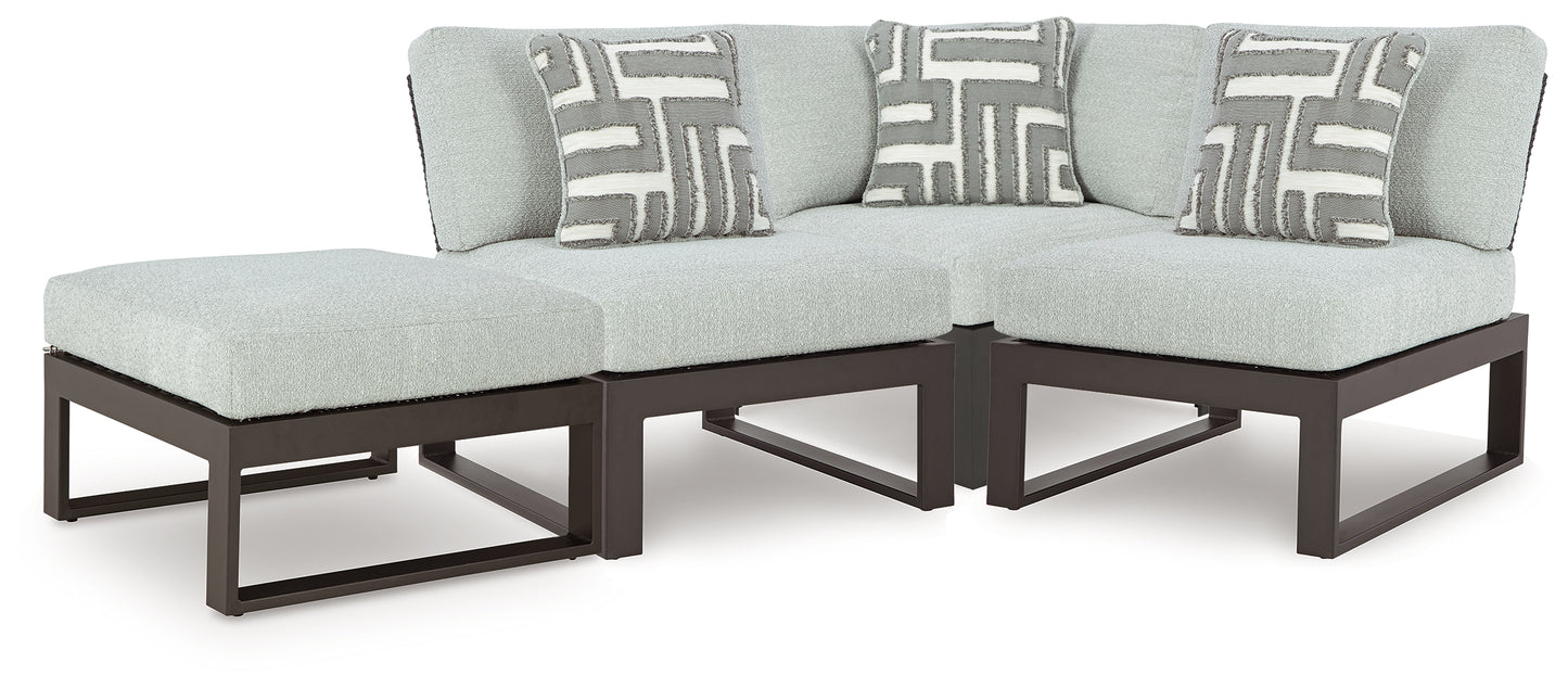 The Furniture Outlets - Ashley Furniture - Beachloft Outdoor - 4-Piece Outdoor Sectional / Black/Gray - P490P7