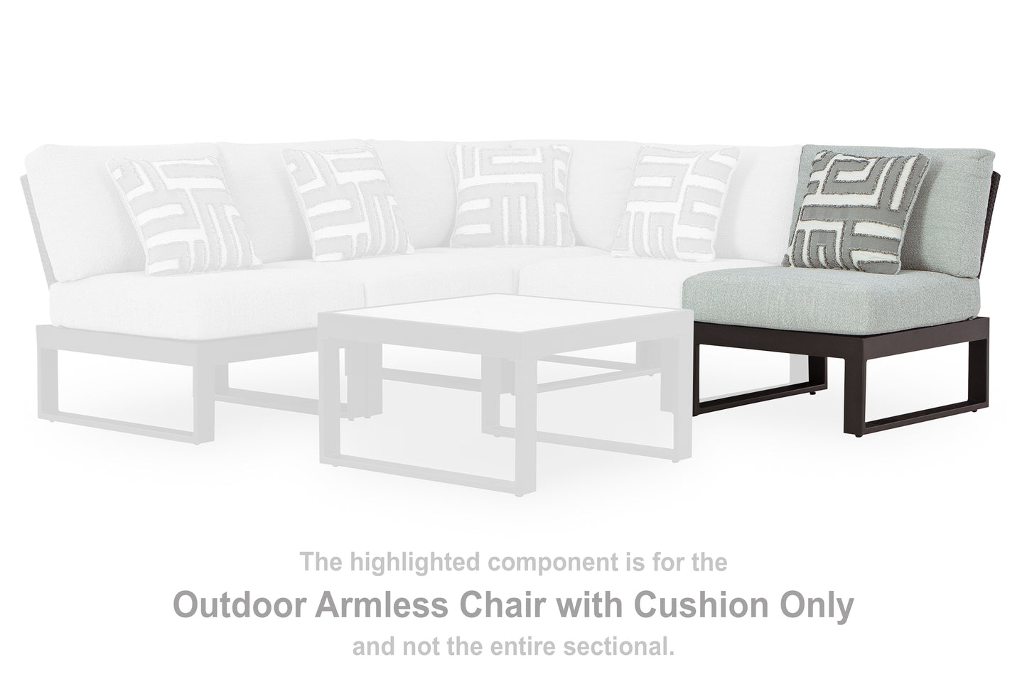 The Furniture Outlets - Ashley Furniture - Beachloft Outdoor - Armless Chair w/Cushion / Black/Gray - P490-846