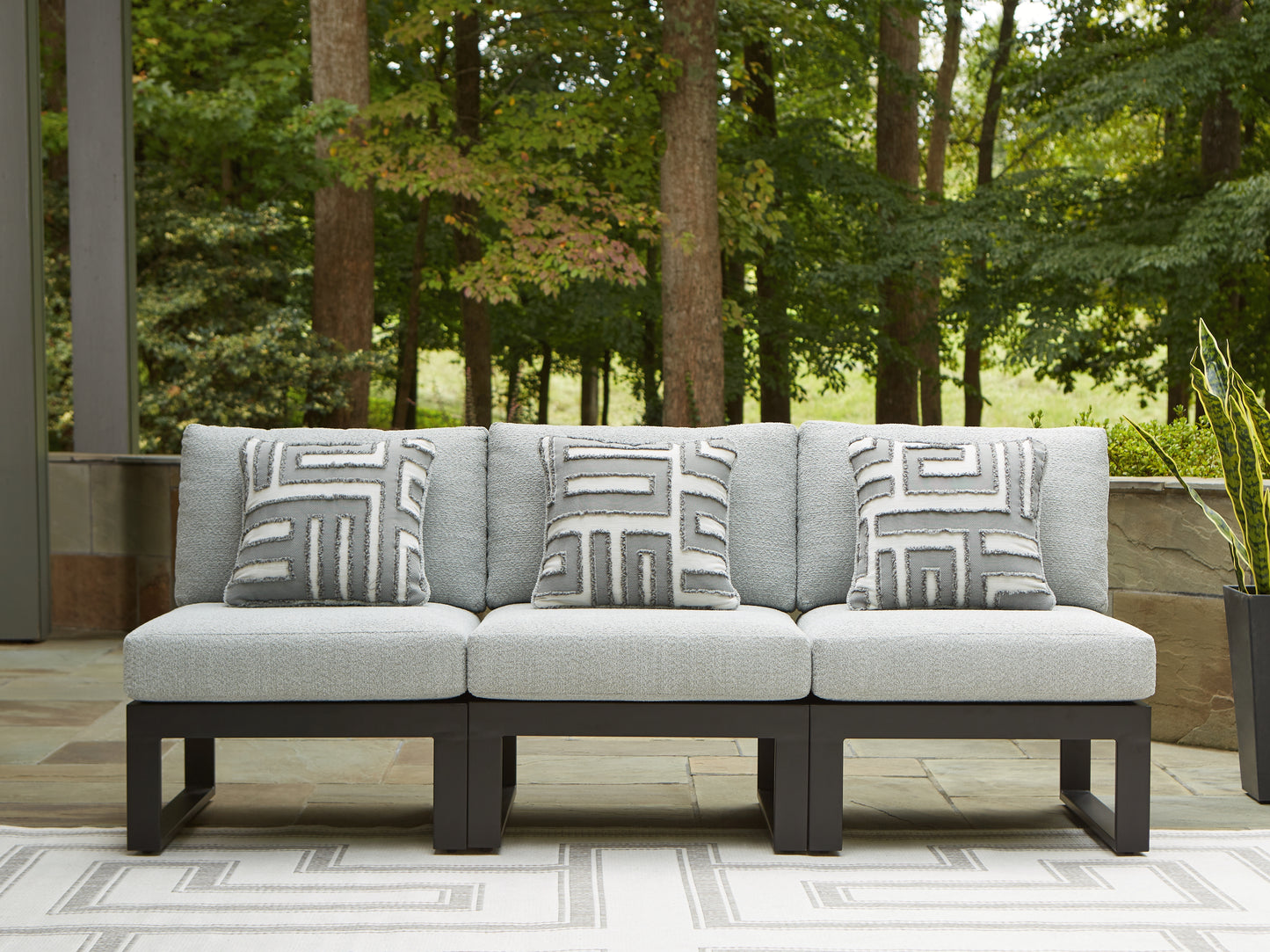 The Furniture Outlets - Ashley Furniture - Beachloft Outdoor - 3-Piece Outdoor Sectional / Black/Gray - P490P6