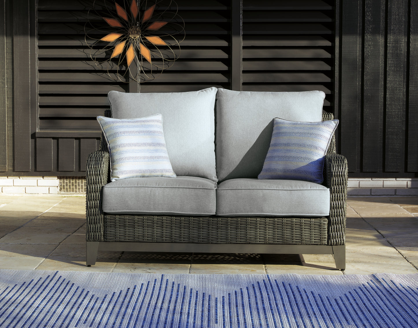 The Furniture Outlets - Ashley Furniture - Elite Park Outdoor - Loveseat w/Cushion / Gray - P518-835