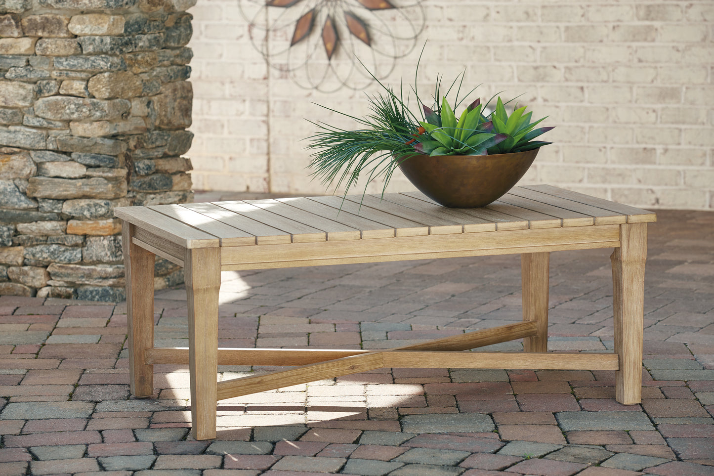 The Furniture Outlets - Ashley Furniture - Carter Hall Outdoor - Rectangular Cocktail Table / Beige - P601-701