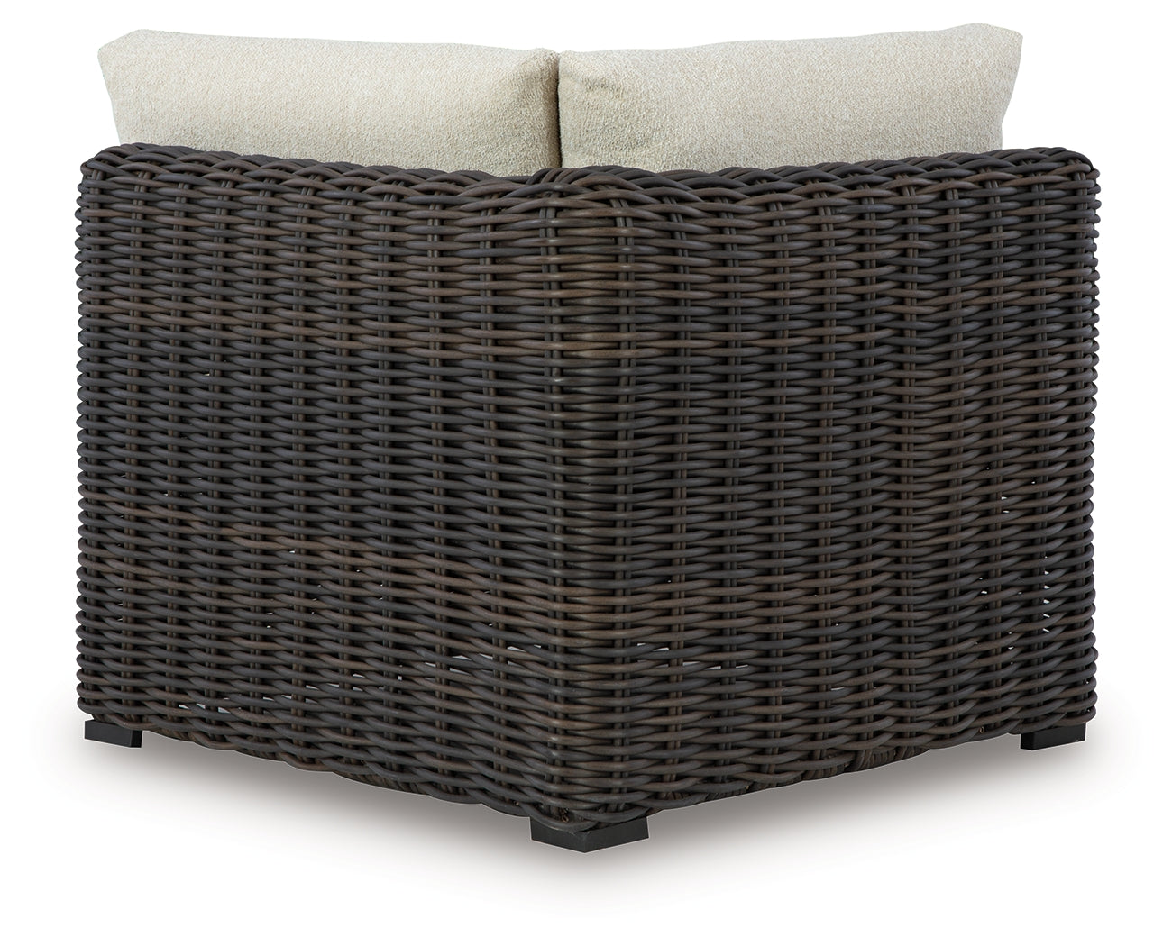 The Furniture Outlets - Ashley Furniture - Kimora Outdoor - Corner with Cushion / Beige/Dark Brown - P711-877