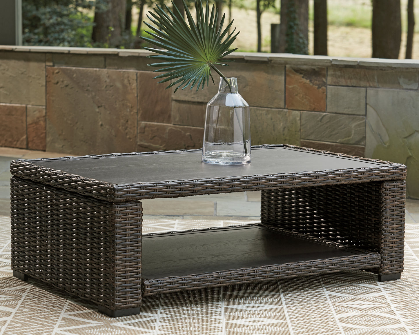 The Furniture Outlets - Ashley Furniture - Grasson Lane Outdoor - Rectangular Cocktail Table / Brown - P783-701
