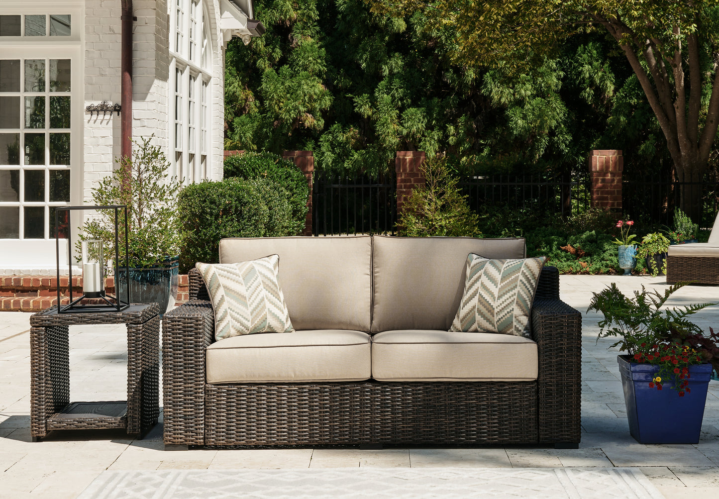 The Furniture Outlets - Ashley Furniture - Coastline Bay Outdoor - Loveseat w/Cushion / Brown - P784-835