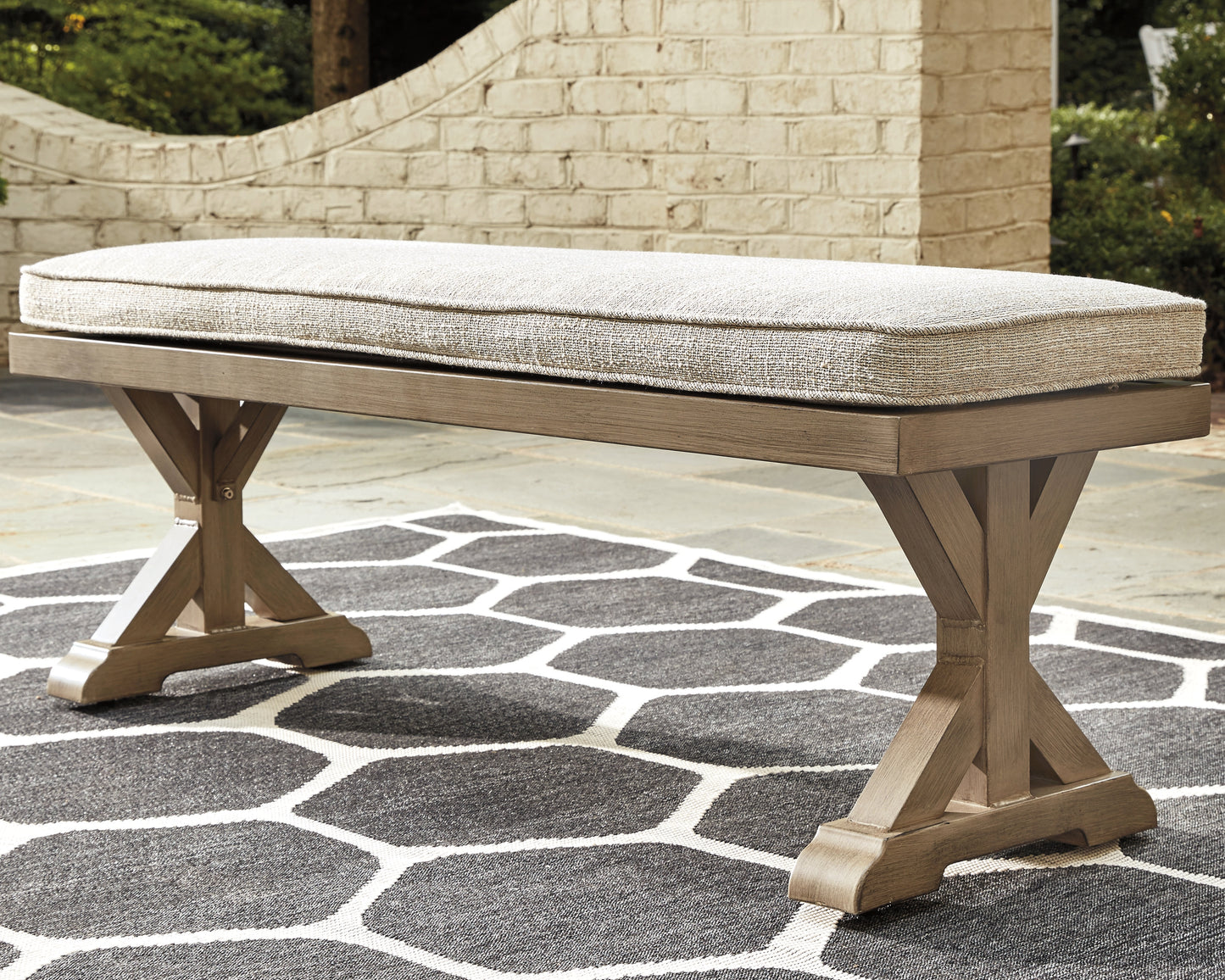 The Furniture Outlets - Ashley Furniture - Beachcroft Outdoor - Bench with Cushion / Beige - P791-600