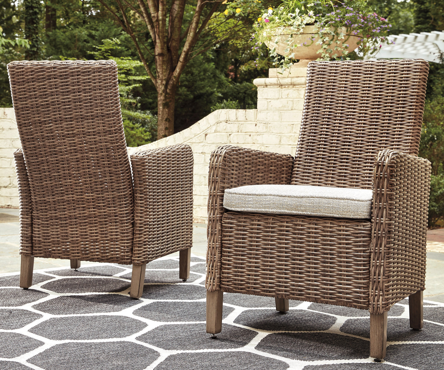 The Furniture Outlets - Ashley Furniture - Beachcroft Outdoor - Arm Chair With Cushion (Set of 2) / Beige - P791-601A