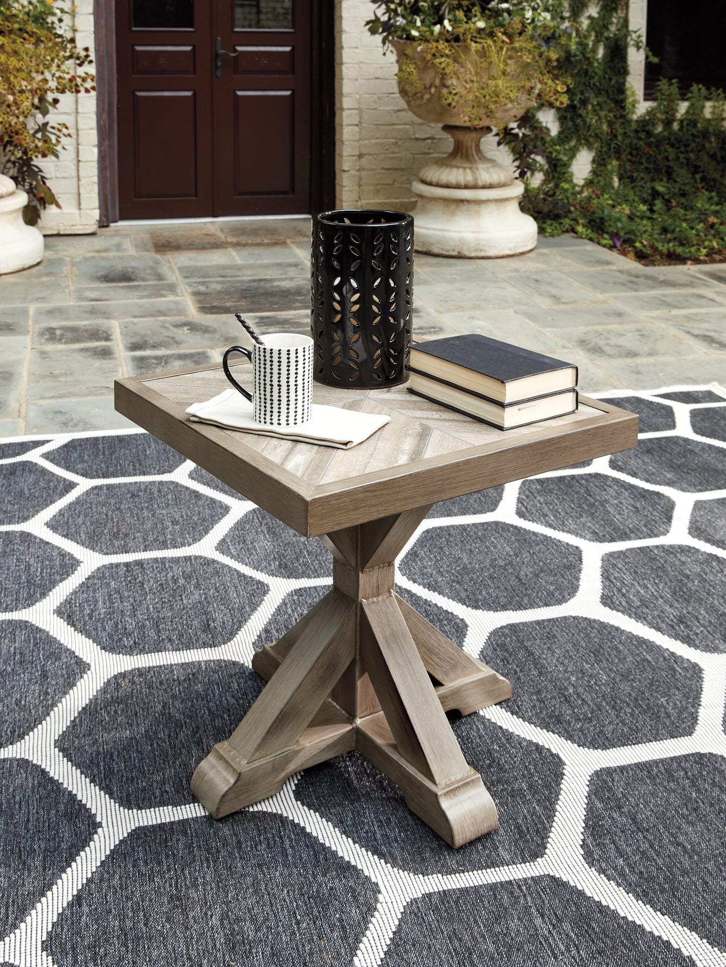 The Furniture Outlets - Ashley Furniture - Beachcroft Outdoor - Square End Table / Beige - P791-702