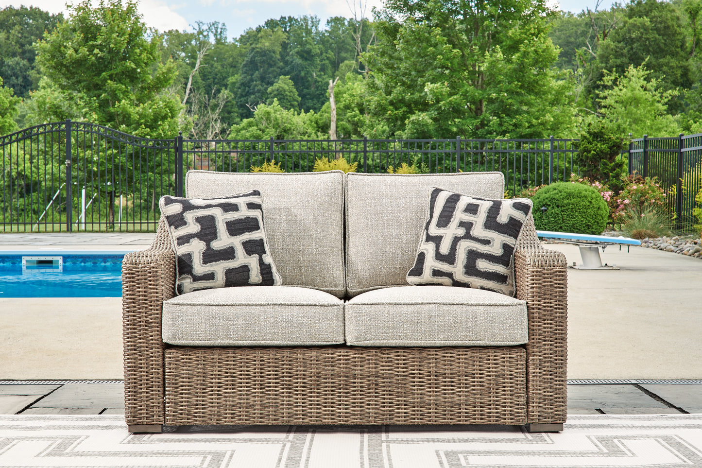 The Furniture Outlets - Ashley Furniture - Beachcroft Outdoor - Loveseat w/Cushion / Beige - P791-835