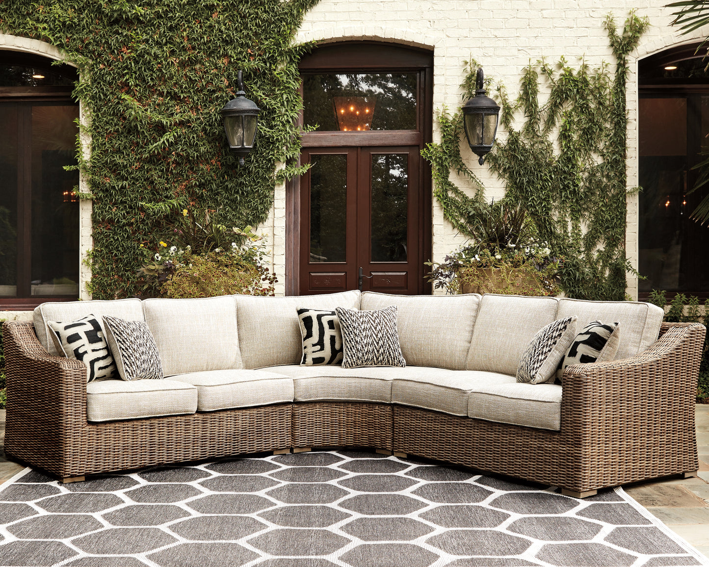 The Furniture Outlets - Ashley Furniture - Beachcroft Outdoor - 3-Piece Outdoor Seating Set / Beige - P791P6