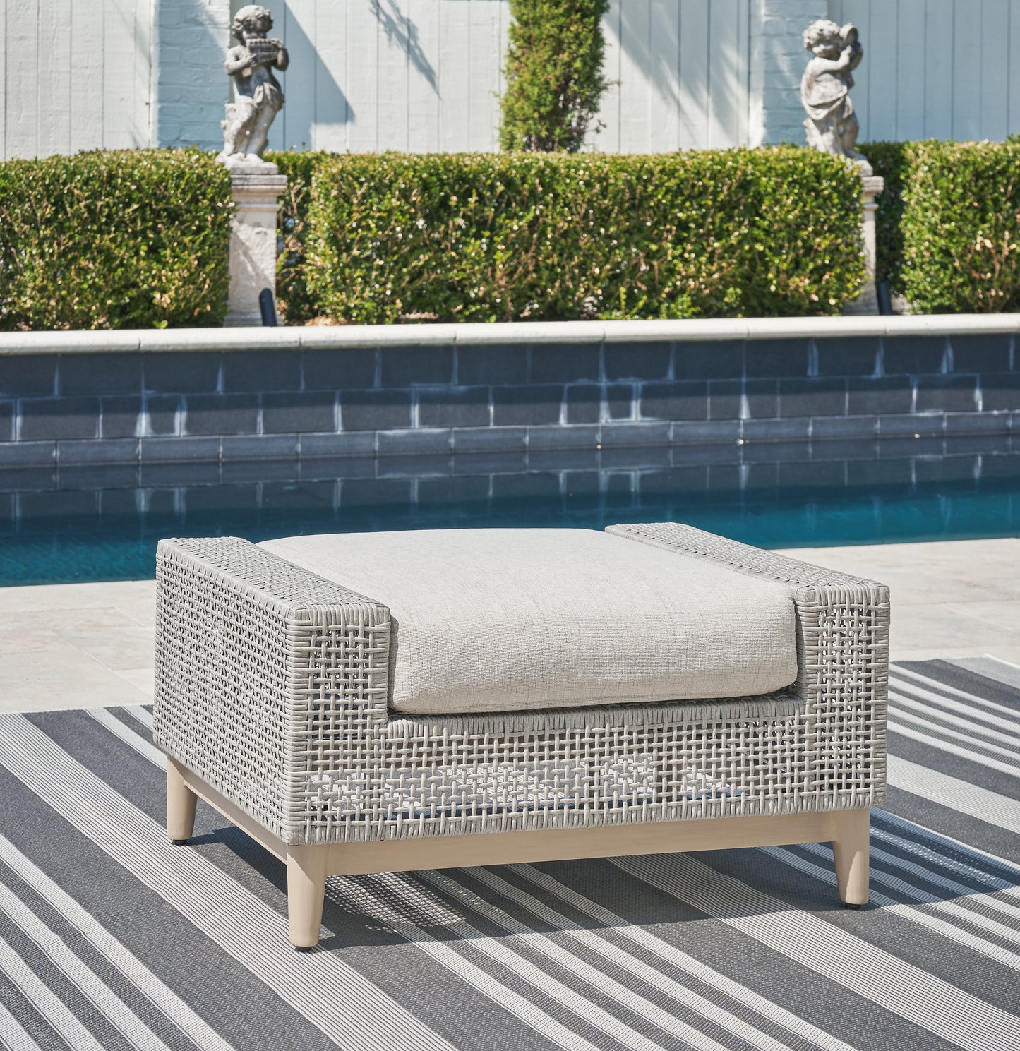 The Furniture Outlets - Ashley Furniture - Seton Creek Outdoor - Ottoman with Cushion / Gray - P798-814