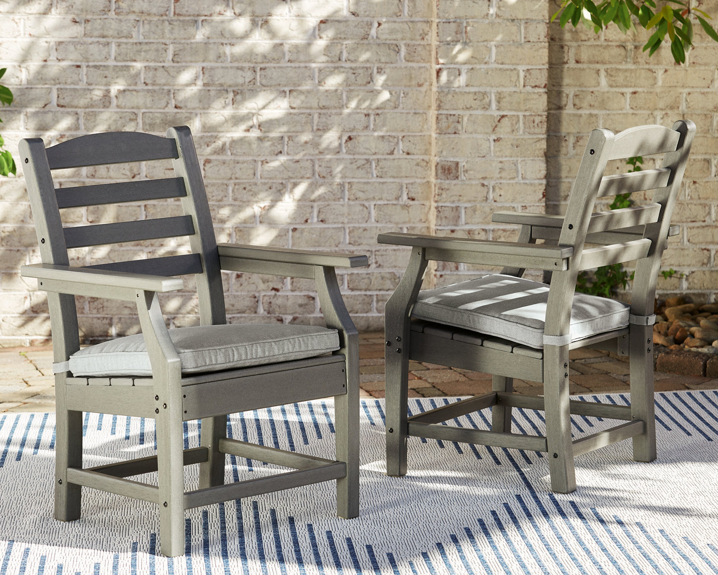 The Furniture Outlets - Ashley Furniture - Visola Outdoor - Arm Chair With Cushion (Set of 2) / Gray - P802-601A