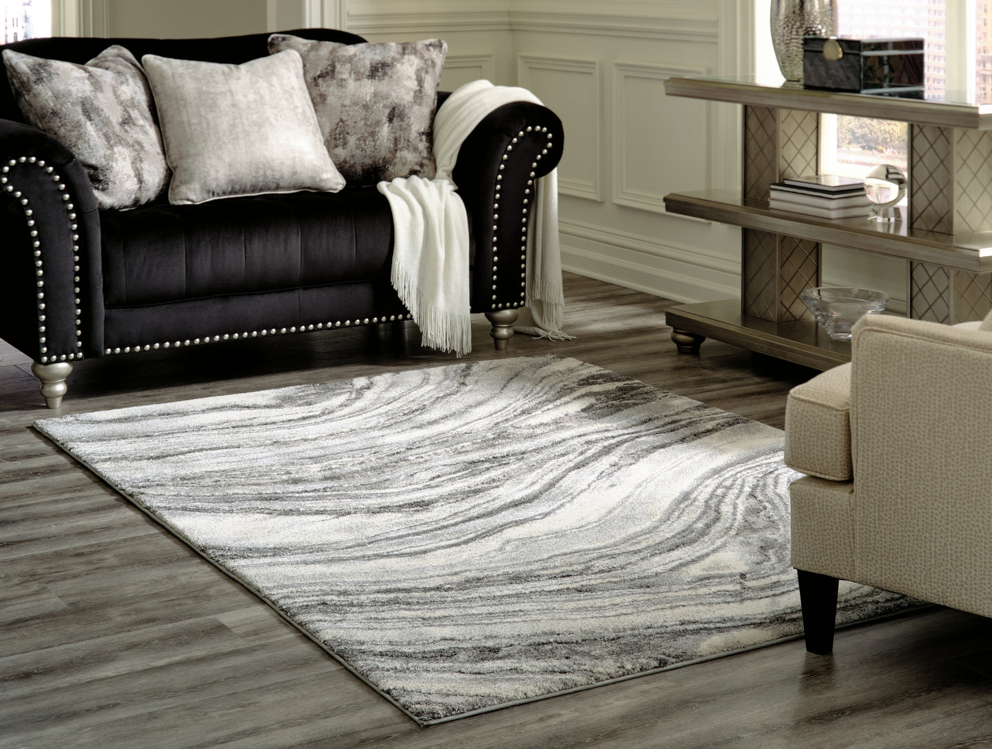 The Furniture Outlets - Ashley Furniture - Wysdale Rug - 5'3" x 7'3" Rug / Ivory/Gray - R404902