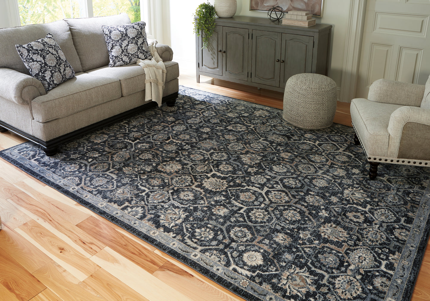 The Furniture Outlets - Ashley Furniture - Hilcott Rug - 7'10" x 10'6" Rug / Blue/Cream/Brown - R406111