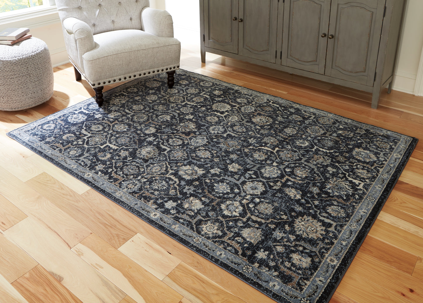 The Furniture Outlets - Ashley Furniture - Hilcott Rug - 5'3" x 7'3" Rug / Blue/Cream/Brown - R406112