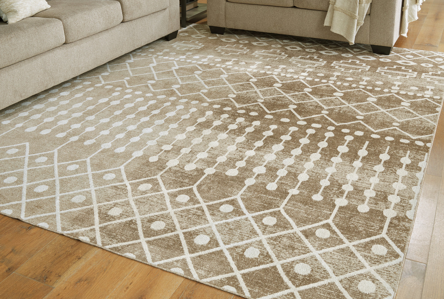 The Furniture Outlets - Ashley Furniture - Bunchly Rug - 7'10" x 10'3" Washable Rug / Tan/Brown/Cream - R406221