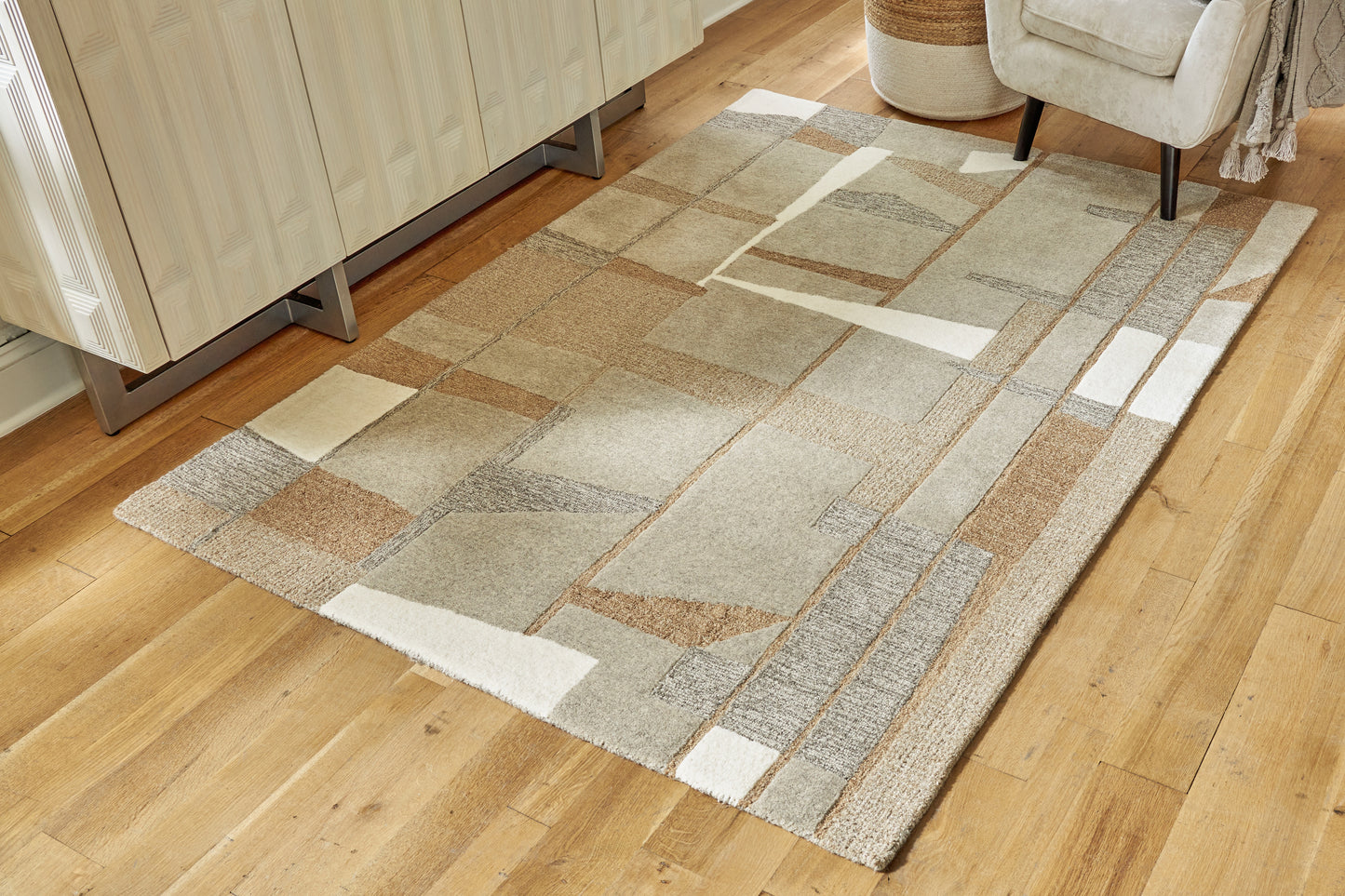 The Furniture Outlets - Ashley Furniture - Abbotton Rug - 5' x 7' Rug / Taupe/Gray/Caramel - R406332