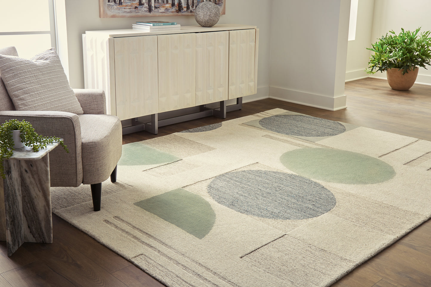 The Furniture Outlets - Ashley Furniture - Dallane Rug - 8' x 10' Rug / Linen/Blue/Green - R406351