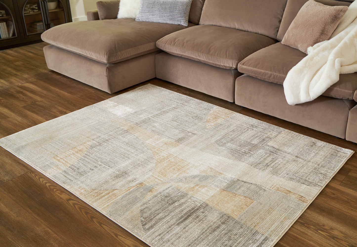 The Furniture Outlets - Ashley Furniture - Truward Rug - 8' x 10' Rug / Linen/Gray/Caramel - R406471
