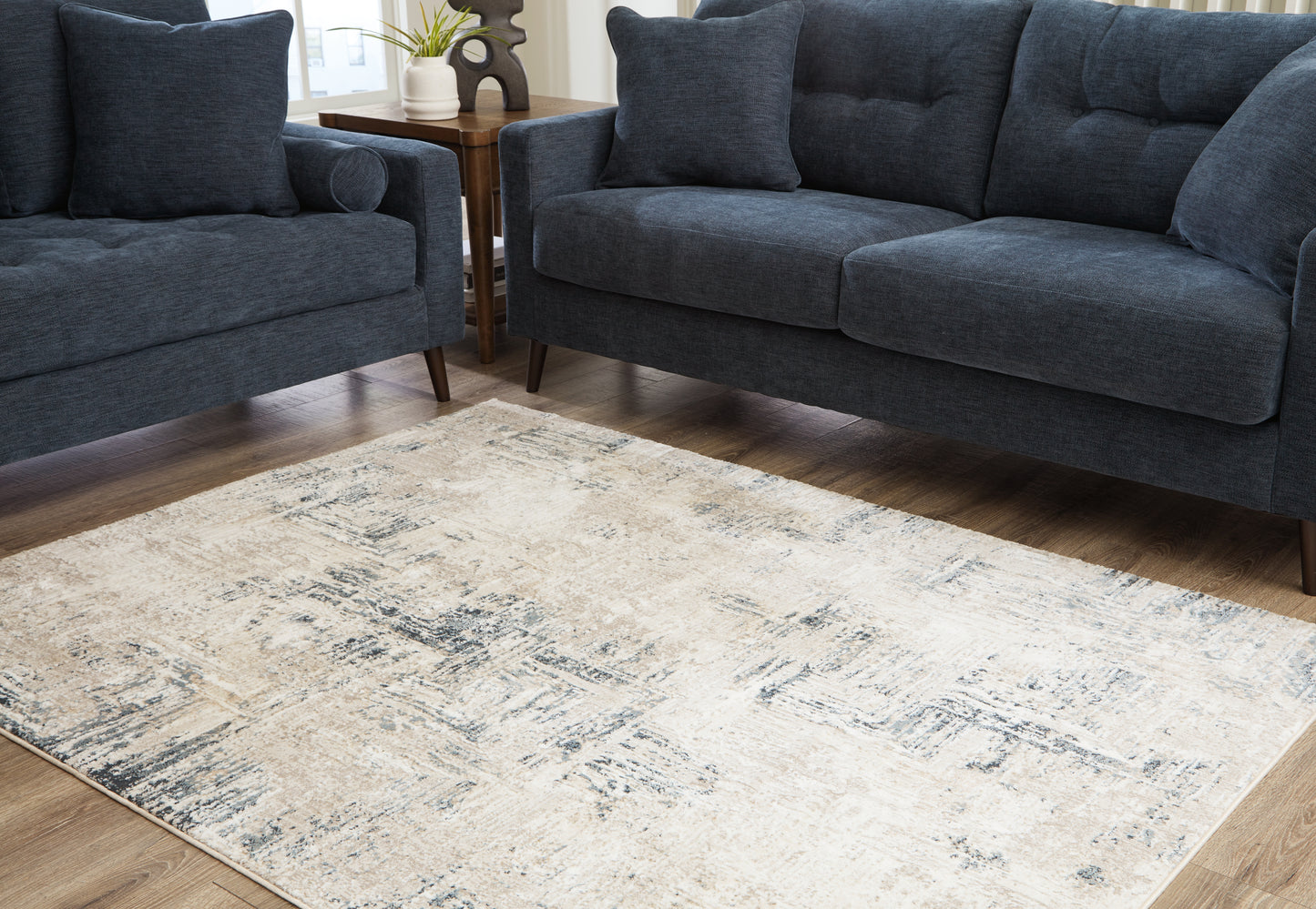 The Furniture Outlets - Ashley Furniture - Gentor Rug - 5' x 7' Rug / Blue/Ivory - R406522