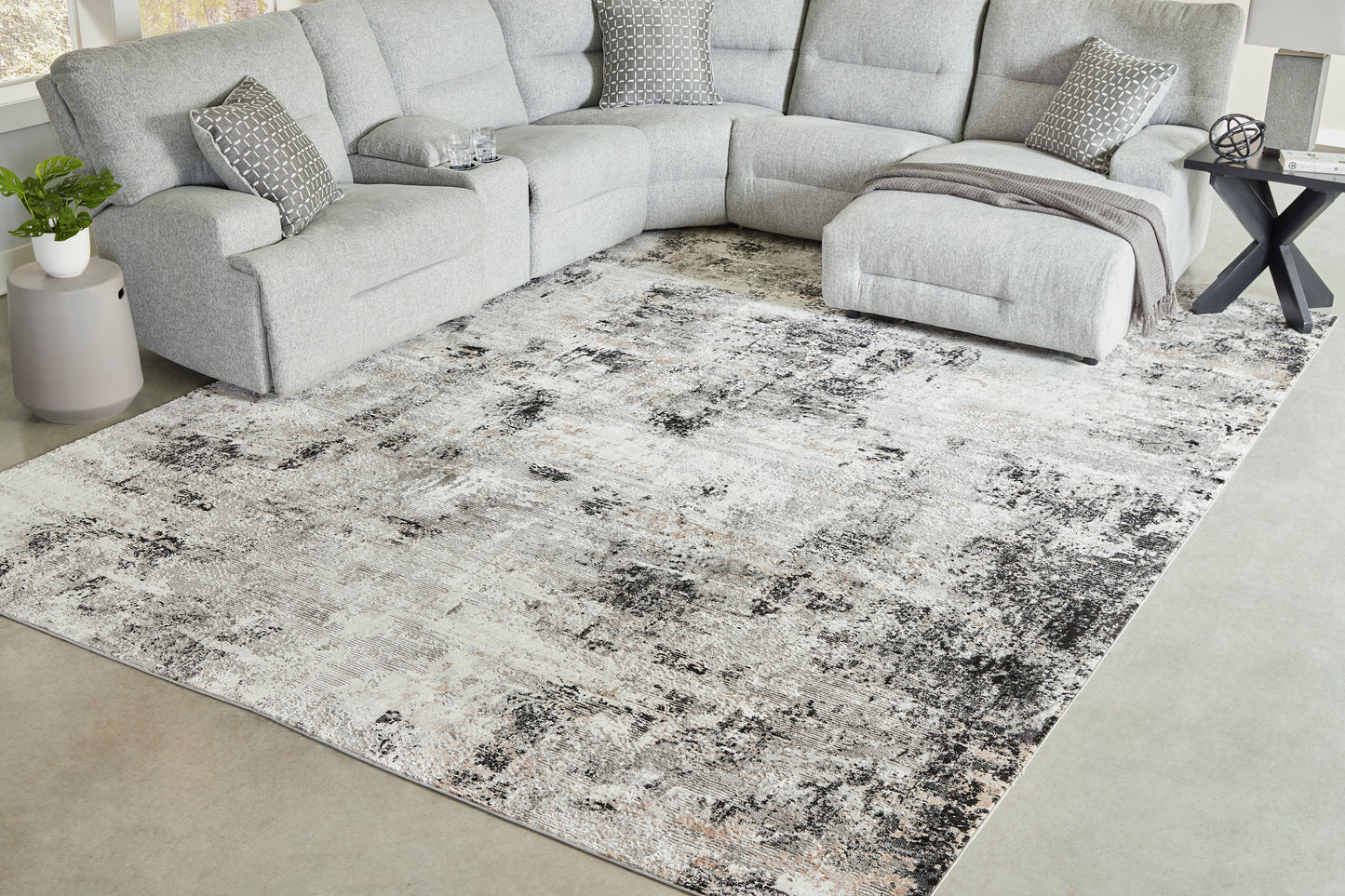 The Furniture Outlets - Ashley Furniture - Langwell Rug - 5' x 7' Rug / Black/Gray/White - R406782