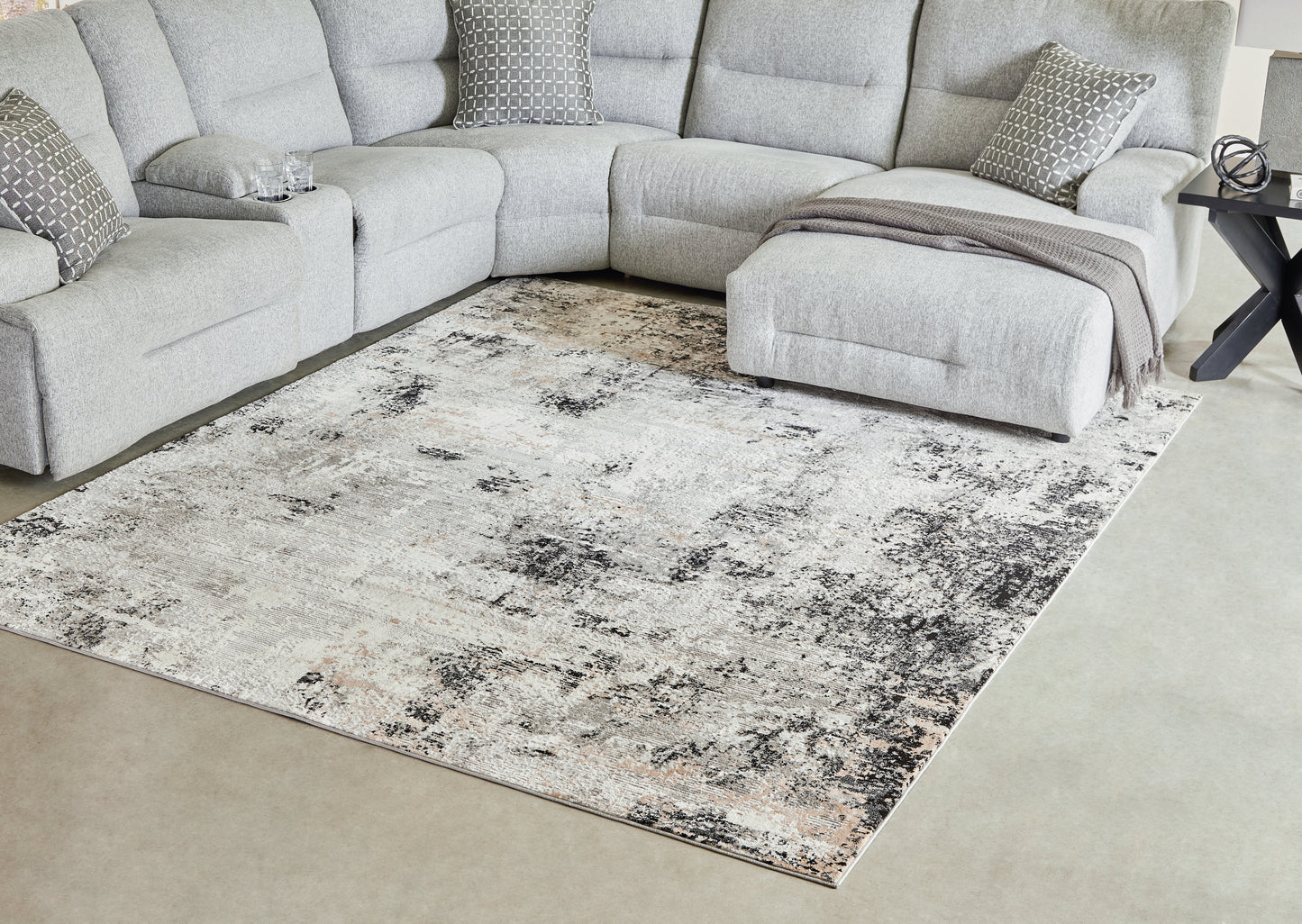 The Furniture Outlets - Ashley Furniture - Langwell Rug - 8' x 10' Rug / Black/Gray/White - R406781
