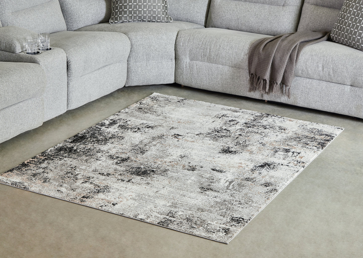 The Furniture Outlets - Ashley Furniture - Langwell Rug - 5' x 7' Rug / Black/Gray/White - R406782