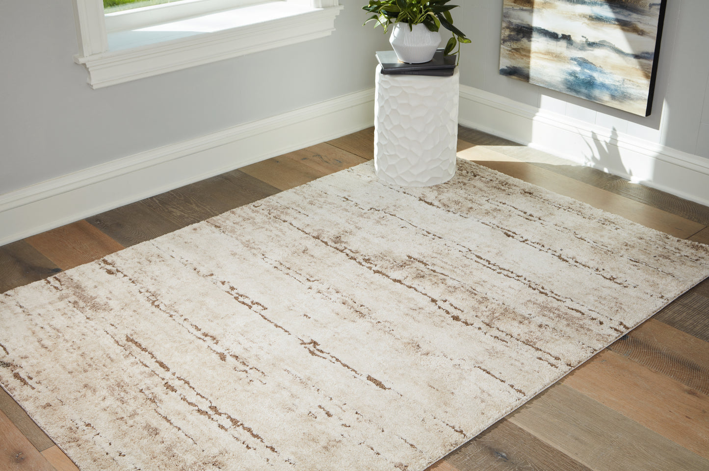 The Furniture Outlets - Ashley Furniture - Kasney Rug - 5' x 7' Rug / Cream/Brown - R406852
