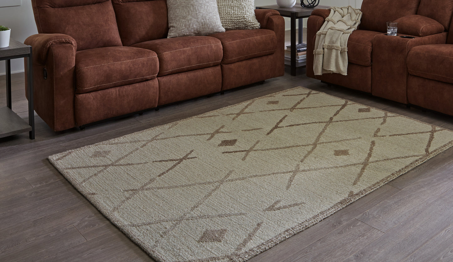 The Furniture Outlets - Ashley Furniture - Guyford Rug - 5' x 7' Rug / Beige/Brown - R406872