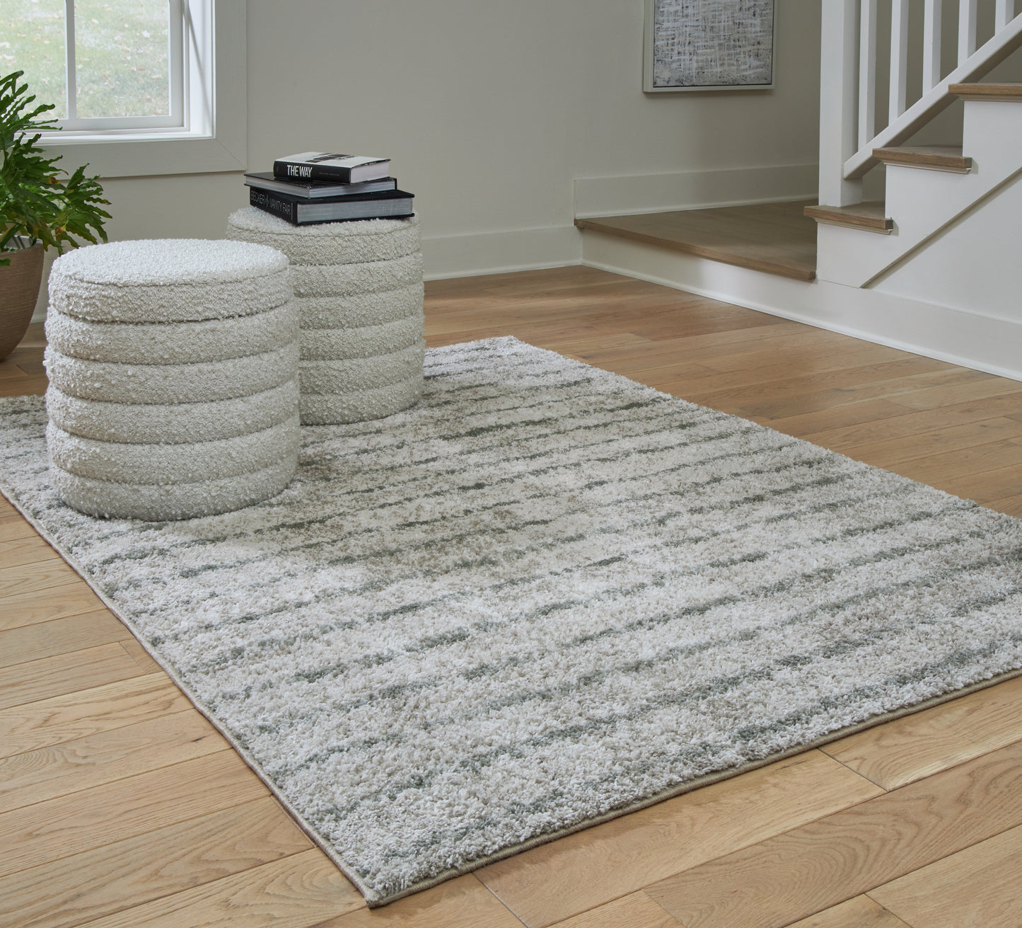 The Furniture Outlets - Ashley Furniture - Laddway Rug - 5' x 7' Rug / Cream/Green - R406882