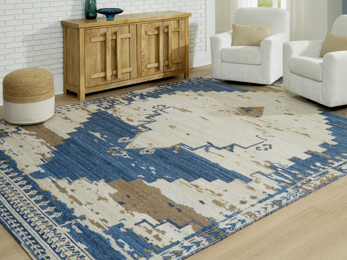 The Furniture Outlets - Ashley Furniture - Varnler Rug - 10' x 14' Rug / Blue/Brown/Tan - R407130