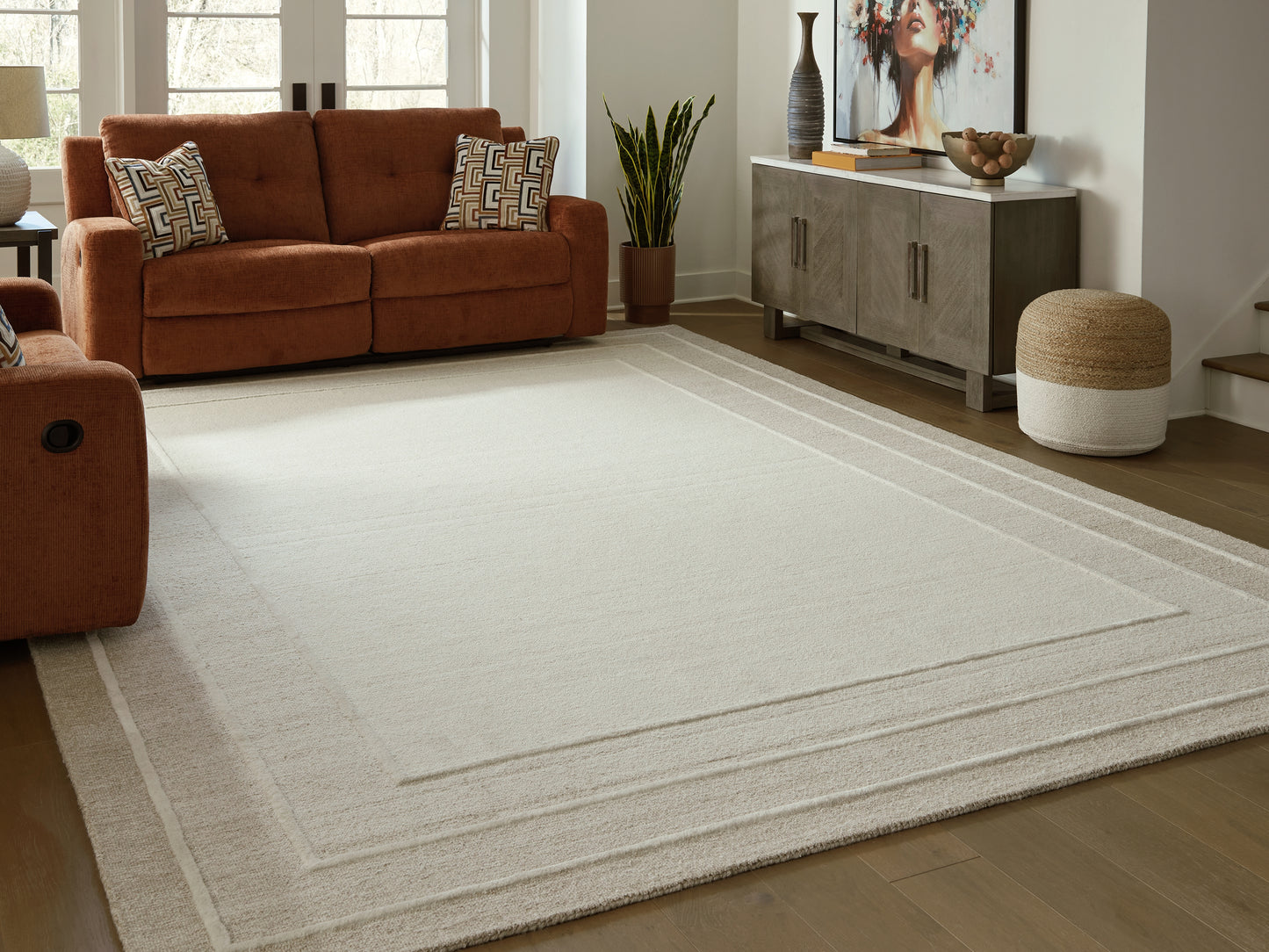The Furniture Outlets - Ashley Furniture - Teelgan Rug - Extra Large Rug / Ivory/Tan - R407310