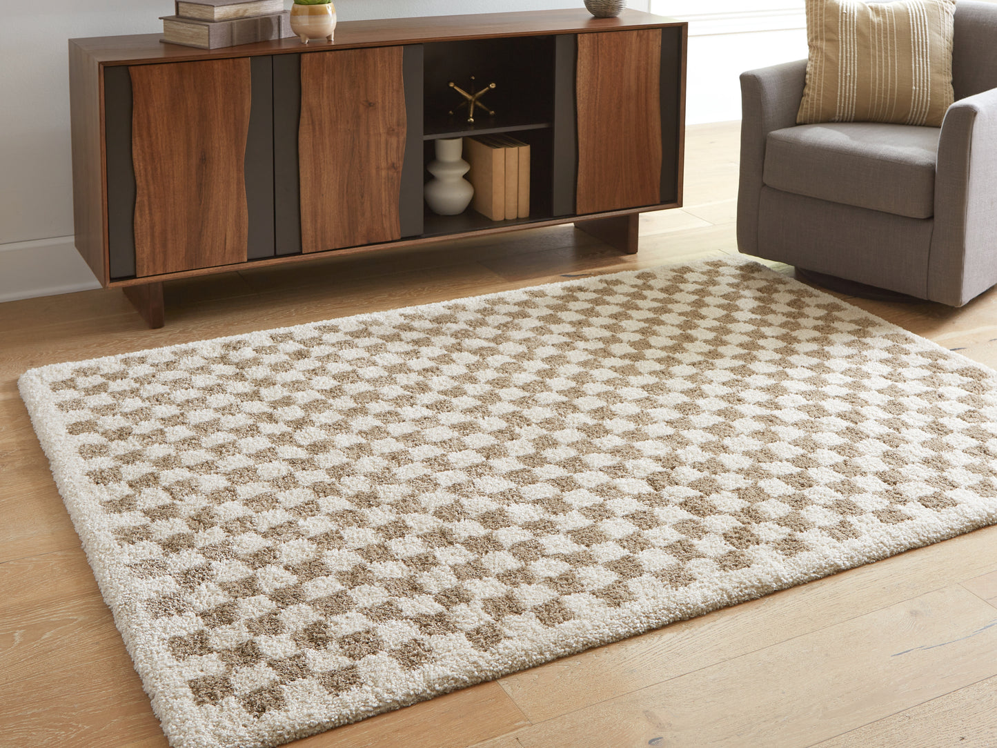 The Furniture Outlets - Ashley Furniture - Karamen Rug - Medium Rug / Taupe/Ivory - R407342