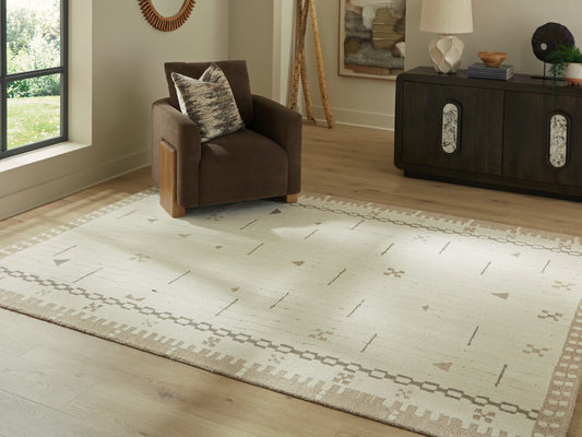 The Furniture Outlets - Ashley Furniture - Dot Rug - 5' x 7' Area Rug / Cream/Brown/Taupe - R407652