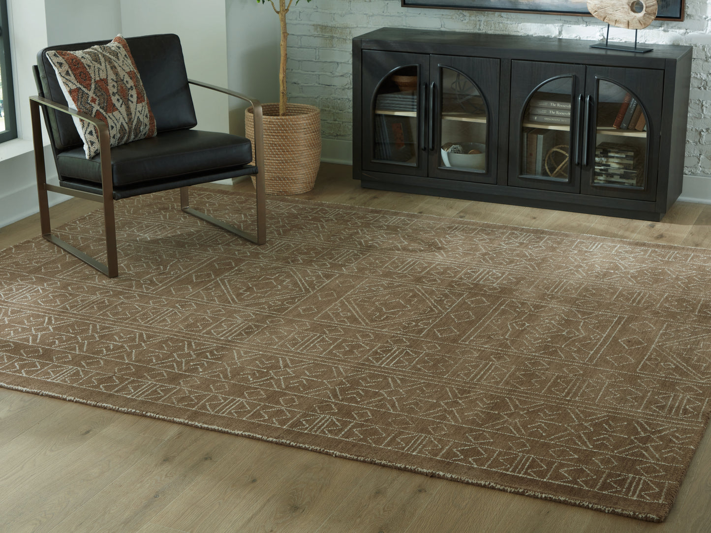 The Furniture Outlets - Ashley Furniture - Merrittman Rug - 7'8" x 10' Area Rug / Brown/Ivory - R407701